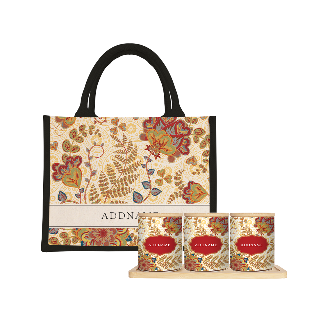 Batik Series - Mawar Balang Raya Set (3 in 1) with Half Lining Small Jute Bag