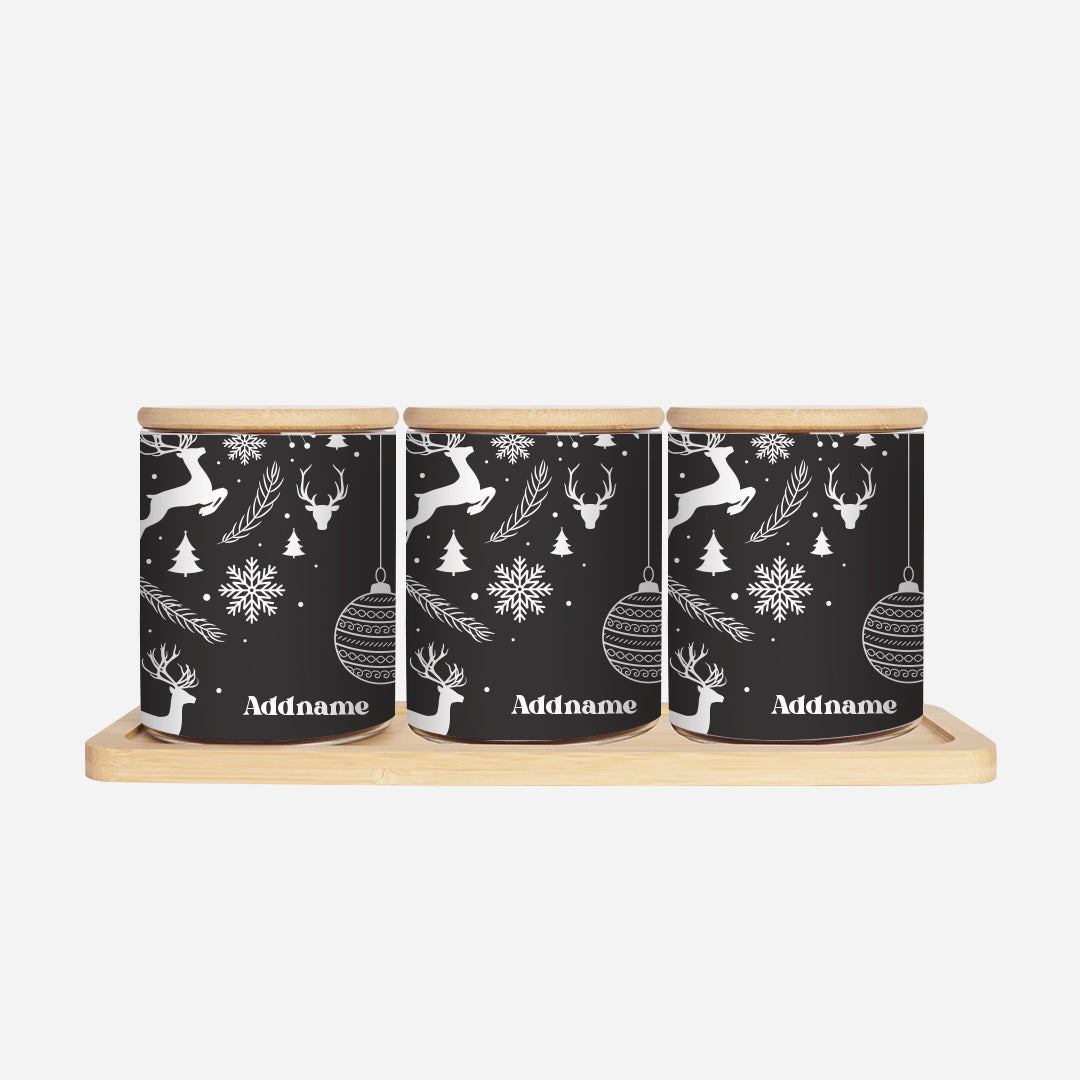 Christmas Series Canister - Jubilant Reindeers Black