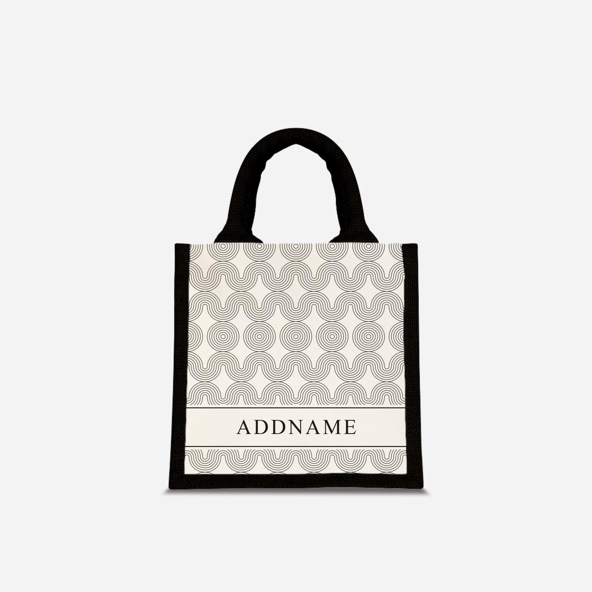 Moire Series Half Lining Jute Bag - Black