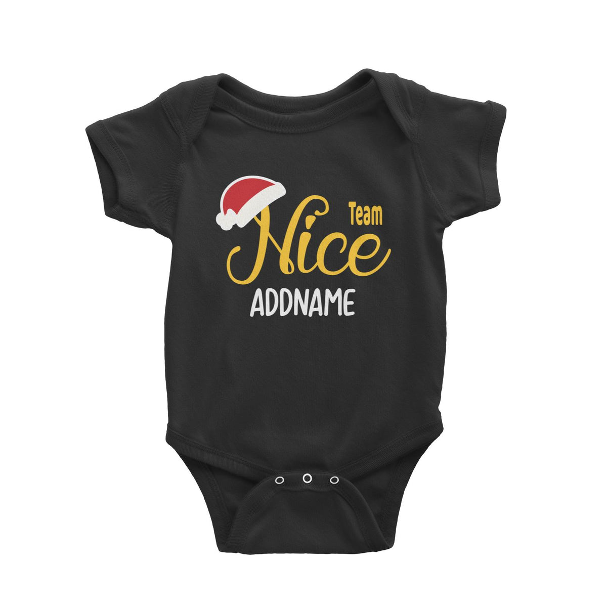 Xmas Team Nice with Santa Hat Baby Romper