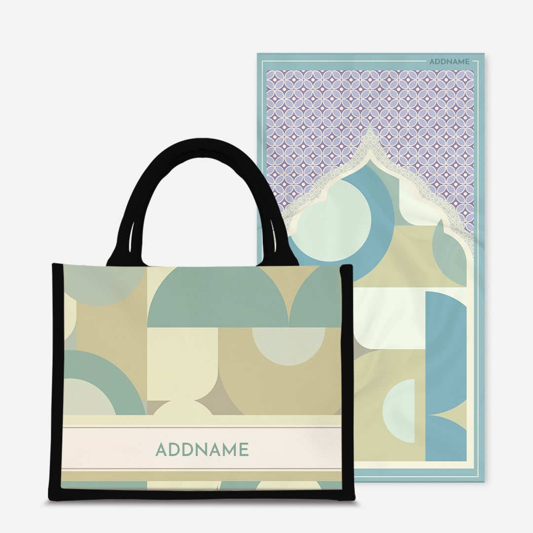 Ryn Series Prayer Mat with Half Lining Small Jute Bag-Pandan