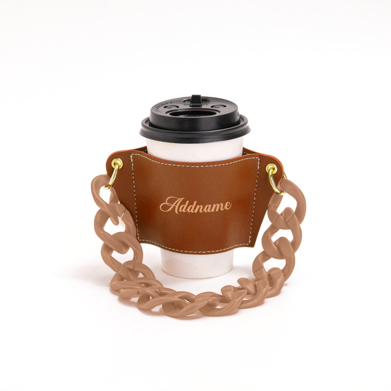 Stylish Cup Holder with Personalisation - Brown