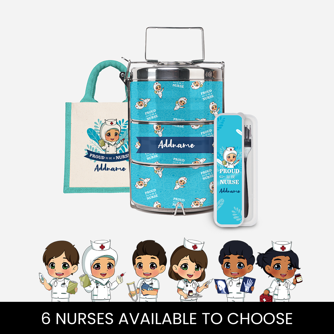 Nurse Series - Half Lining Lunch Bag, Tiffin Carrier and Cutlery Set