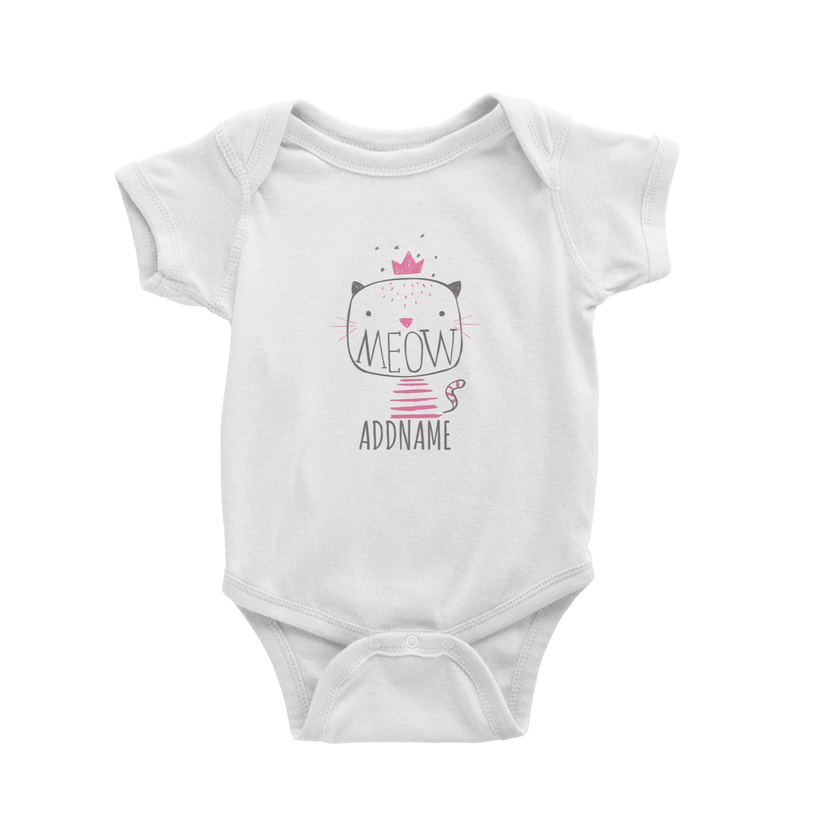 Meow Cat Princess Addname White Baby Romper