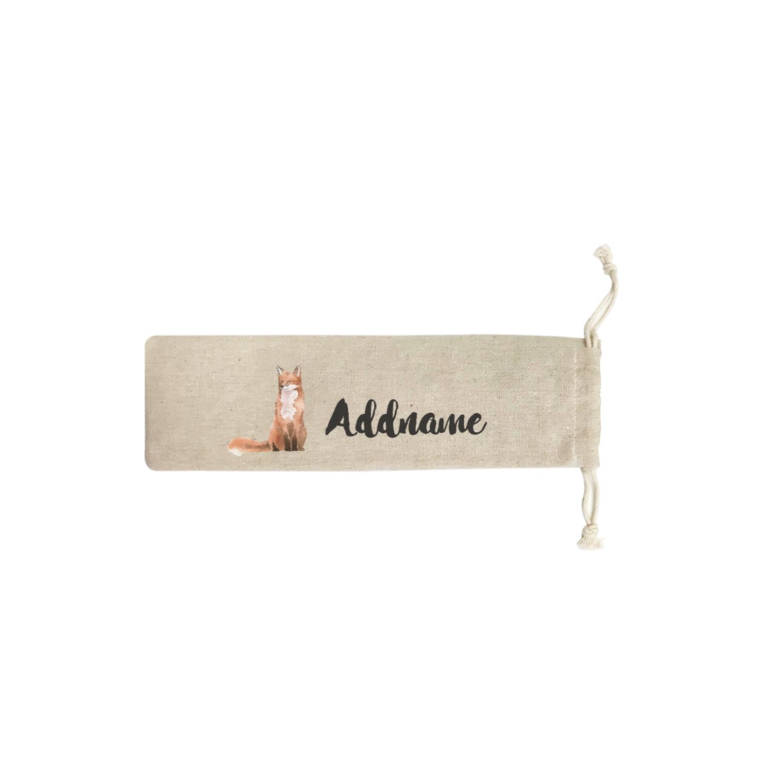 Watercolour Animal Sweet Female Fox Standing Addname SB Straw Pouch (No Straws included)
