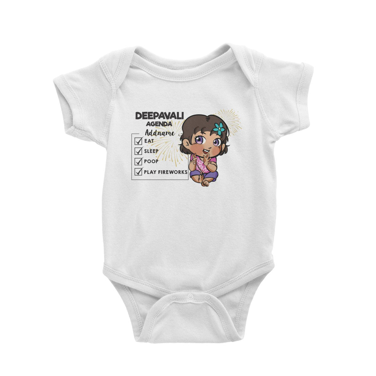 Deepavali Chibi Baby Girl Agenda Addname Baby Romper