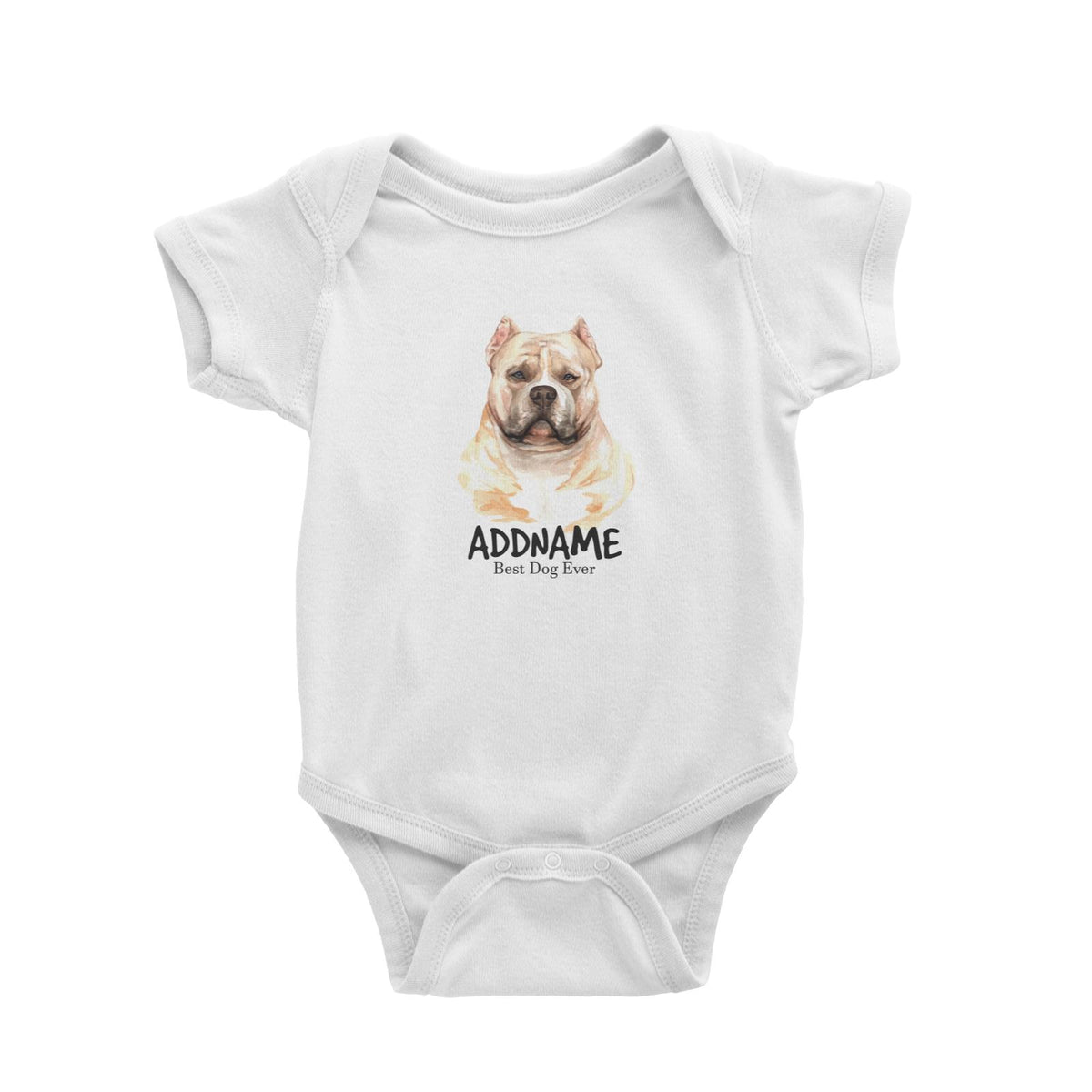Watercolor Dog American Bully Best Dog Ever Addname Baby Romper