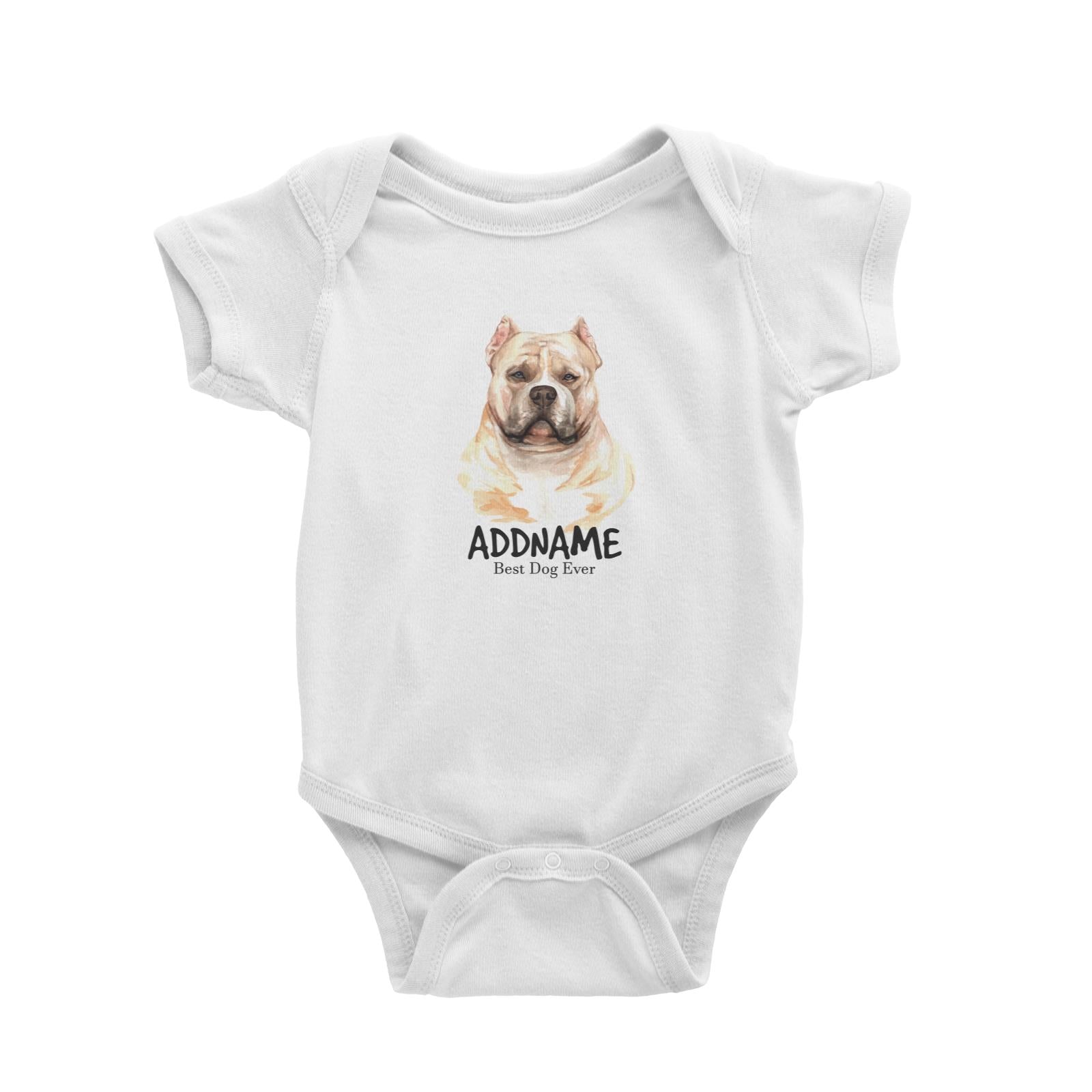 Watercolor Dog American Bully Best Dog Ever Addname Baby Romper