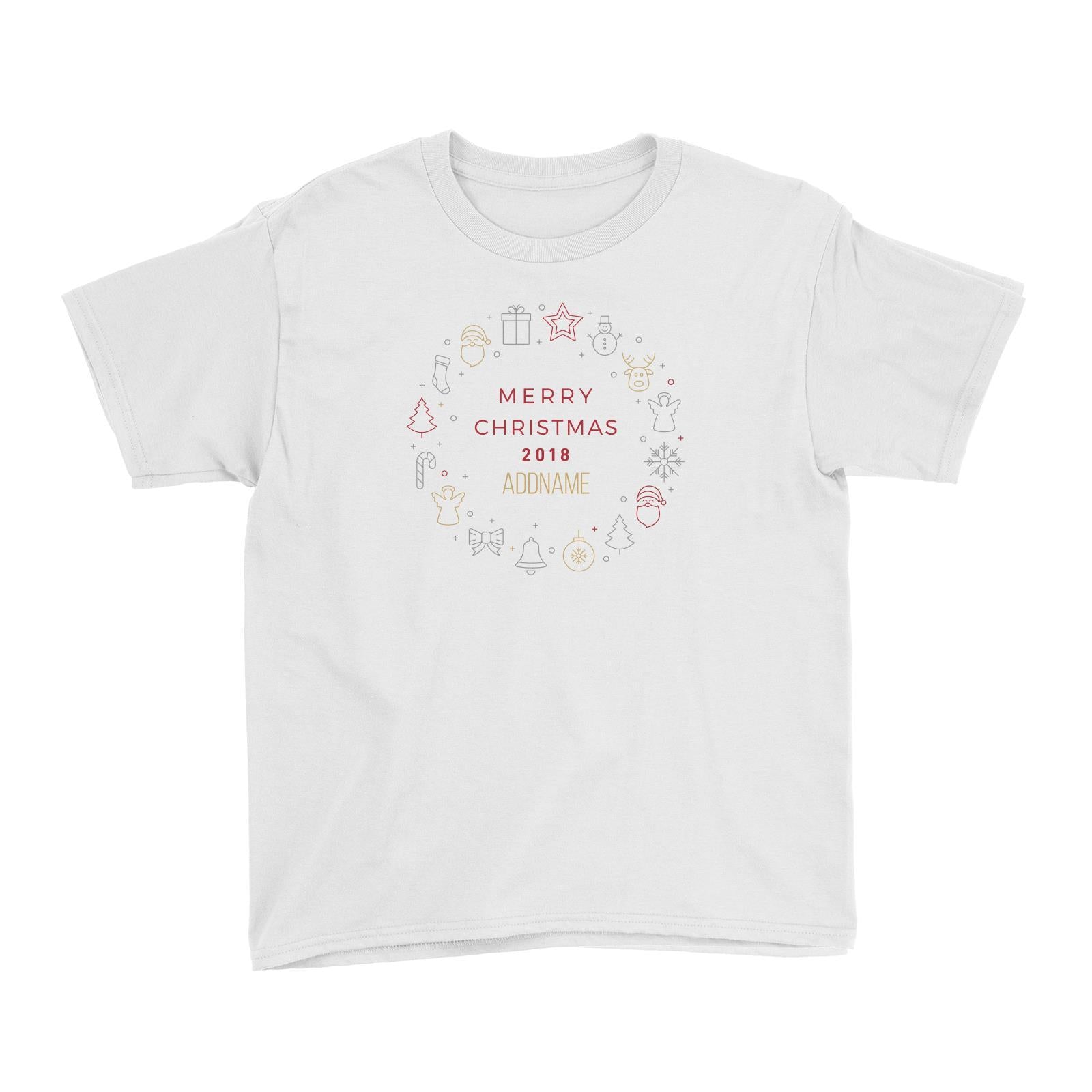 Christmas Minimalist Frame 2018 Addname Kid's T-Shirt
