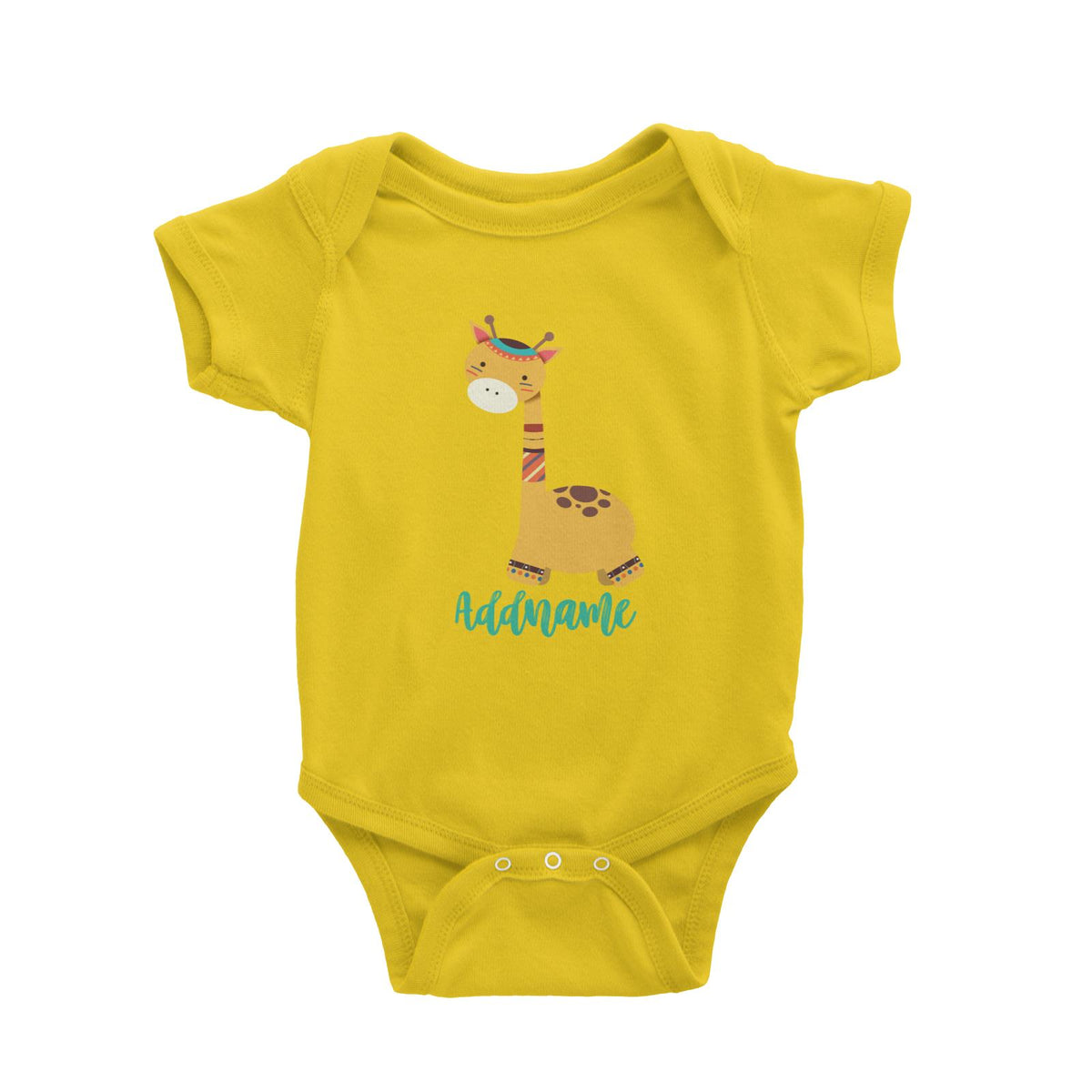 Animal Tribal Giraffe Addname Baby Romper