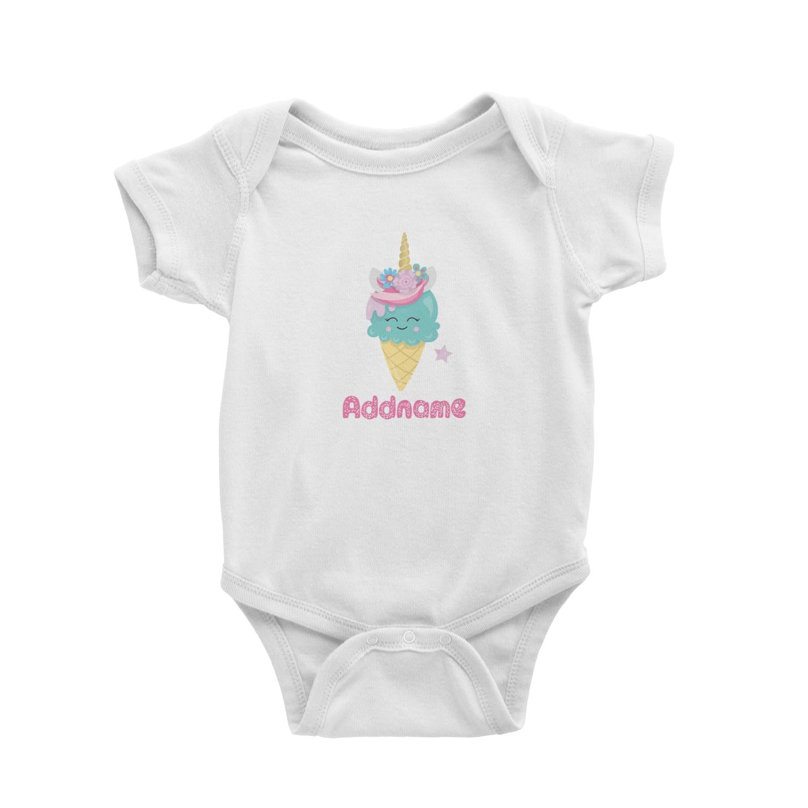 Magical Sweets Ice Cream Cone Addname White Baby Romper