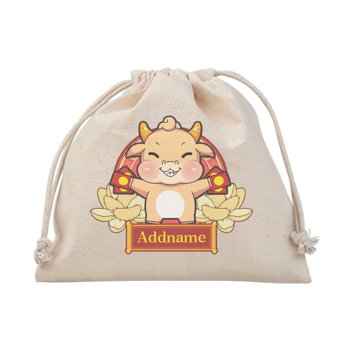 [CNY 2021] Gold Lotus Series Golden Cow with Angpao Satchel