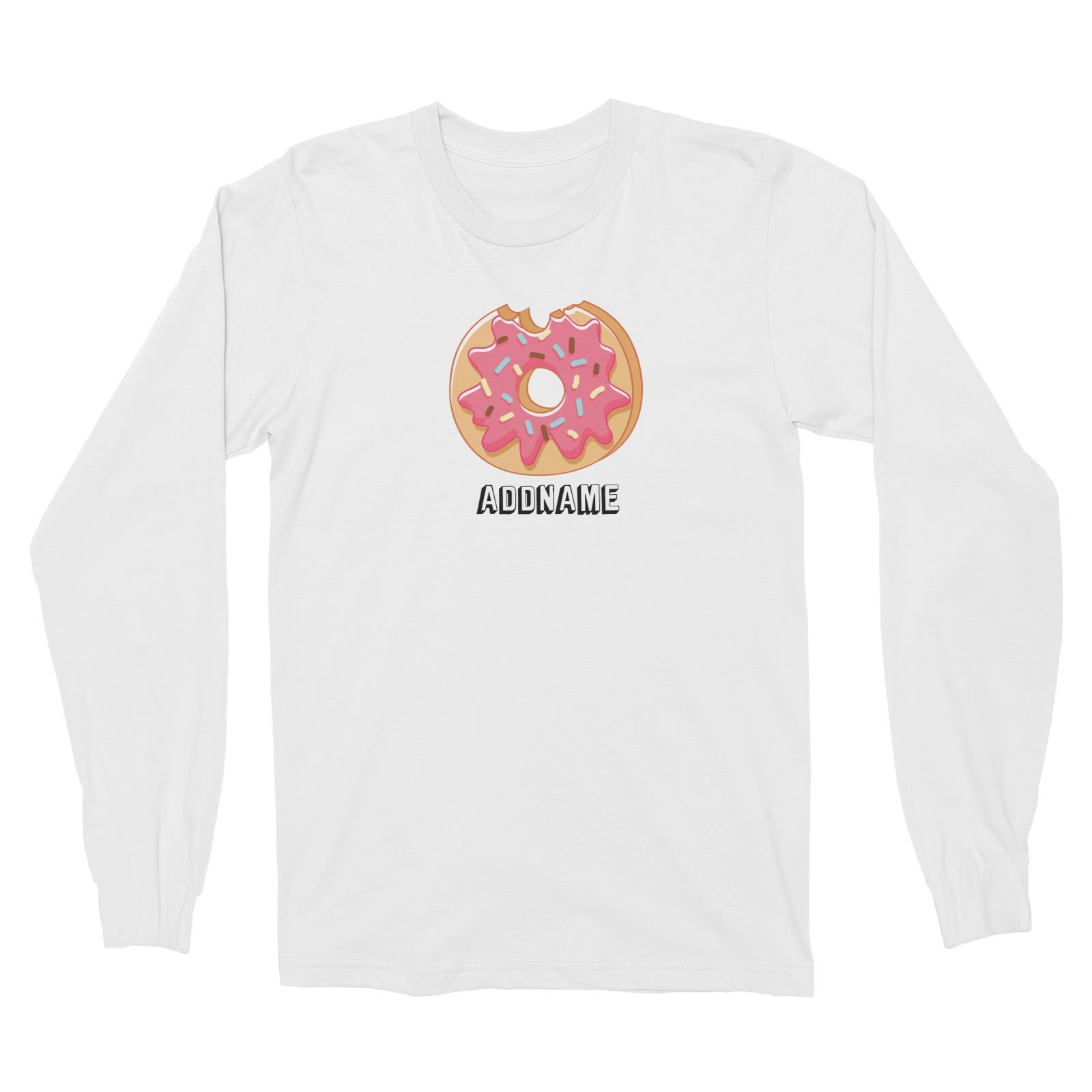 Birthday Unicorn Bitemark Donut Addname Long Sleeve Unisex T-Shirt