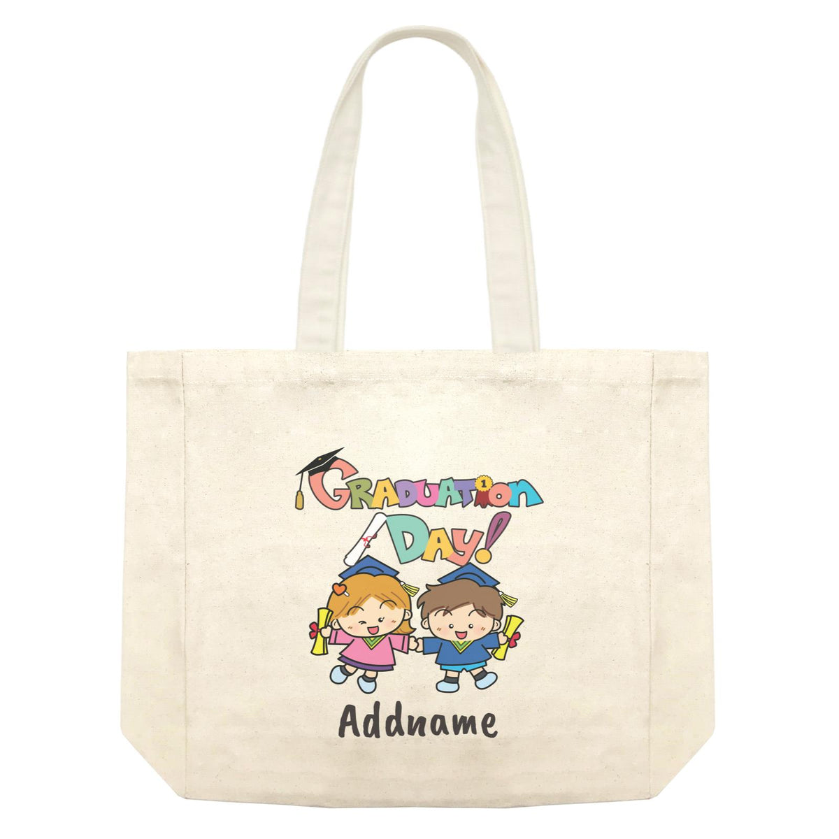 Graduation Series Cute Graduation Day with Little Boy &amp; Little Girl Shopping Bag