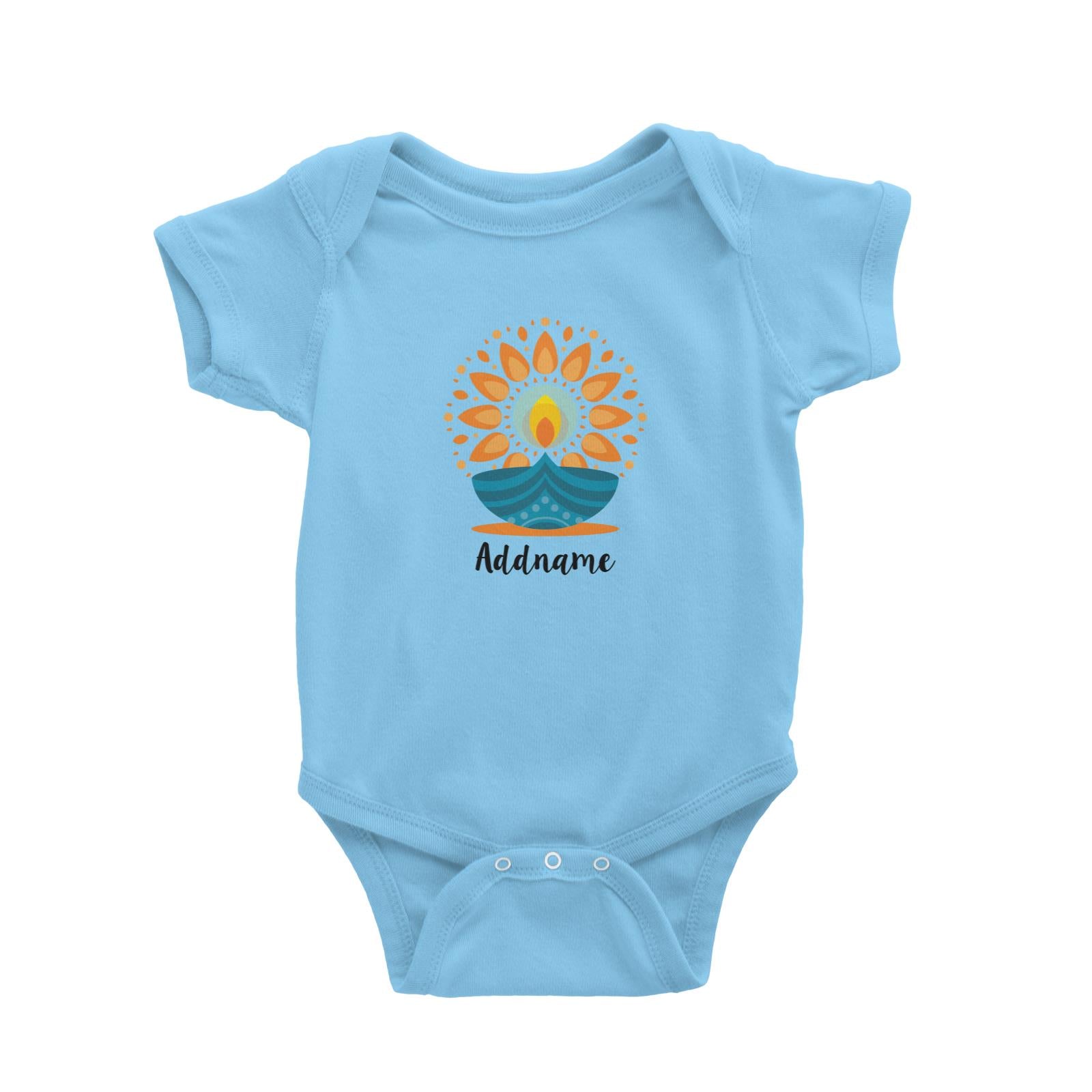 Deepavali Cute Diyas Mandala Addname Baby Romper