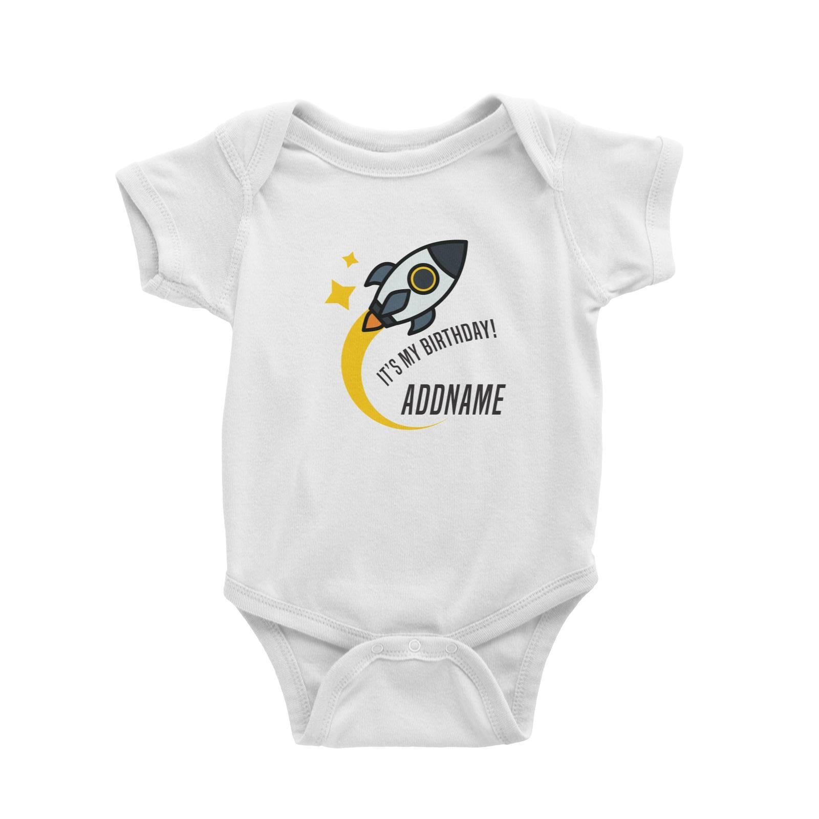 Birthday Flying Rocket To Galaxy It's My Birthday Addname Baby Romper