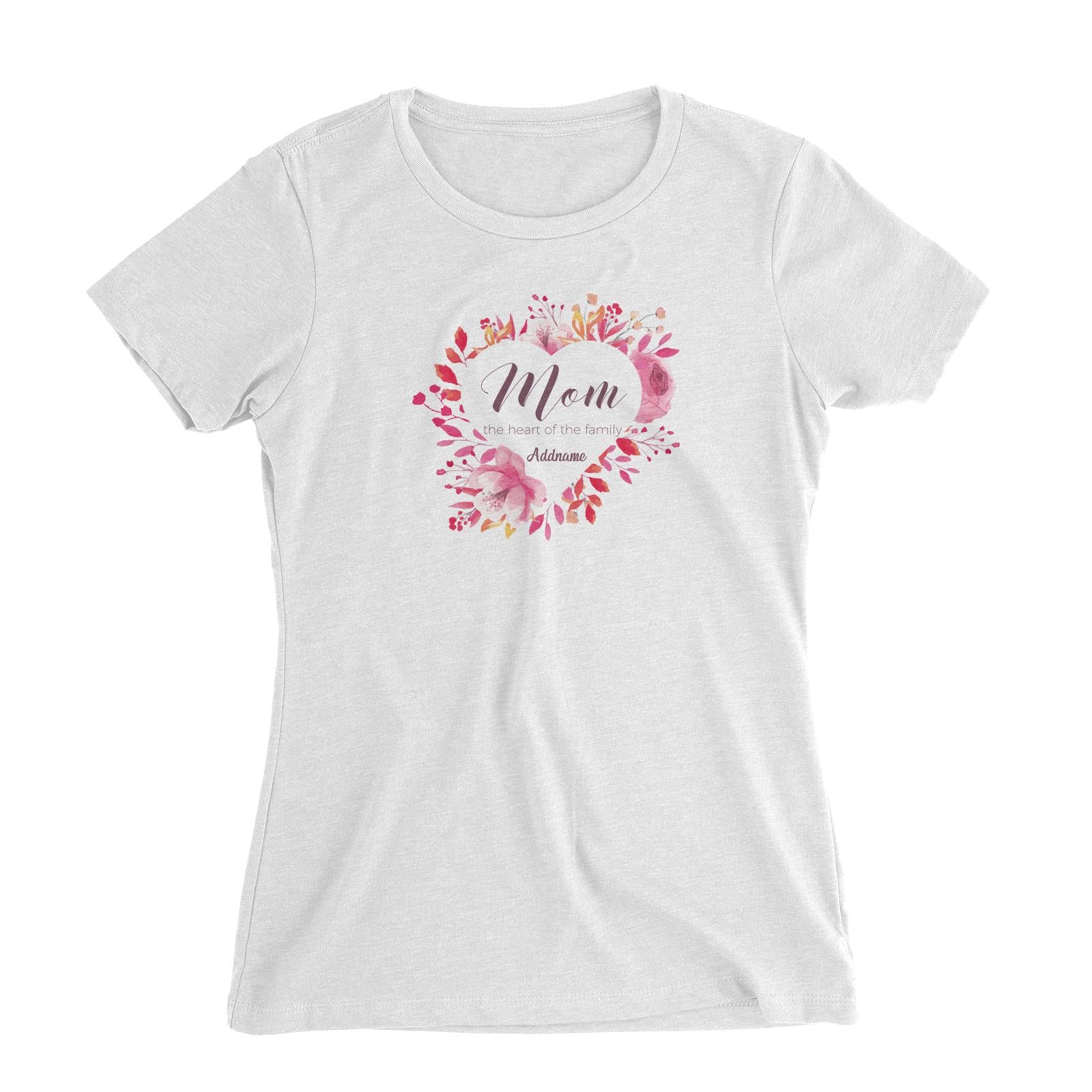 Sweet Mom Heart Mom The Heart of The Family Addname Women's Slim Fit T-Shirt