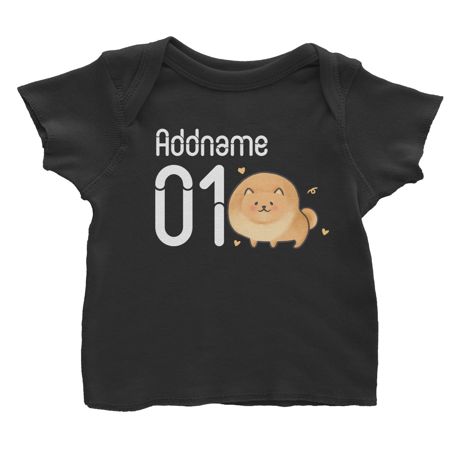 Name and Number Cute Hand Drawn Style Pomeranian Baby T-Shirt