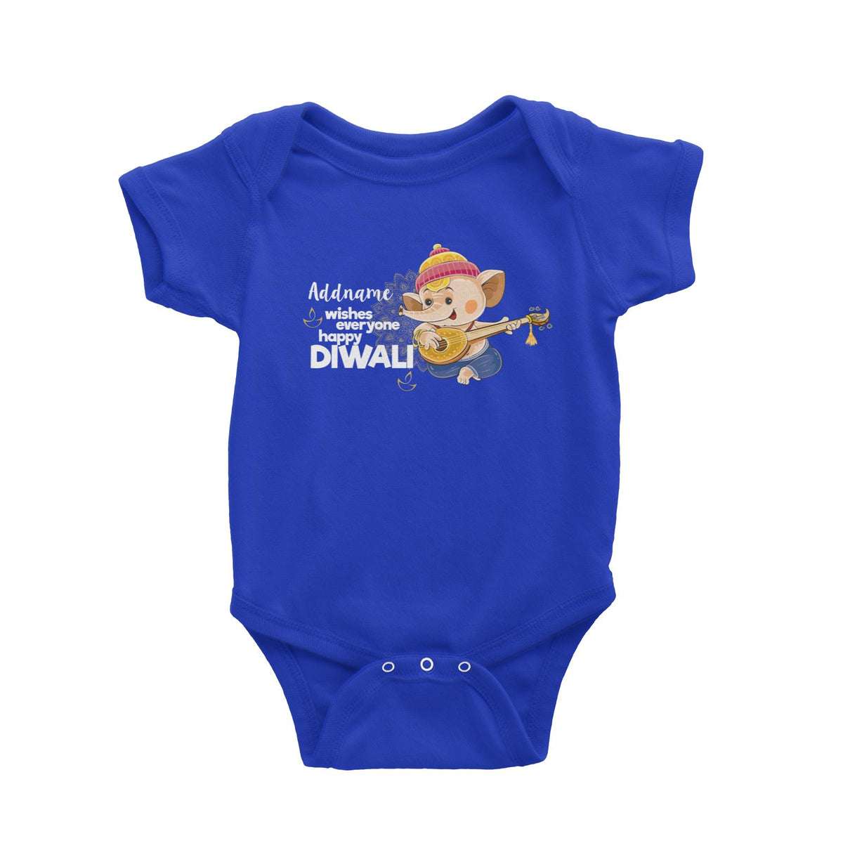 Cute Ganesha Addname Wishes Everyone Happy Diwali Baby Romper