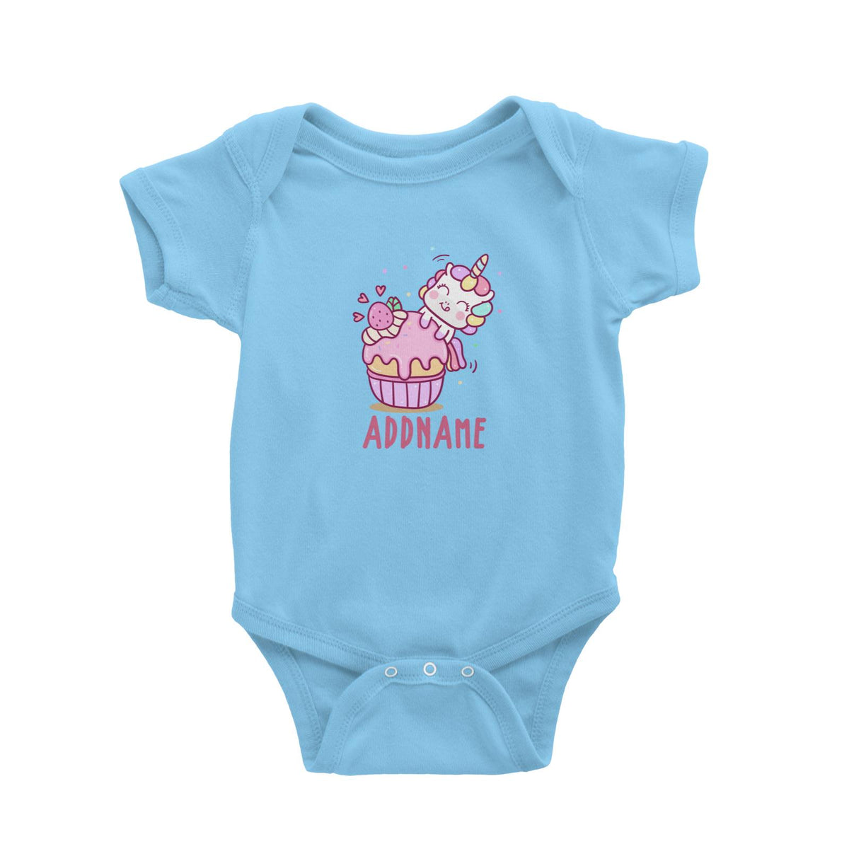 Unicorn And Princess Series Unicorn And Cupcake Addname Baby Romper