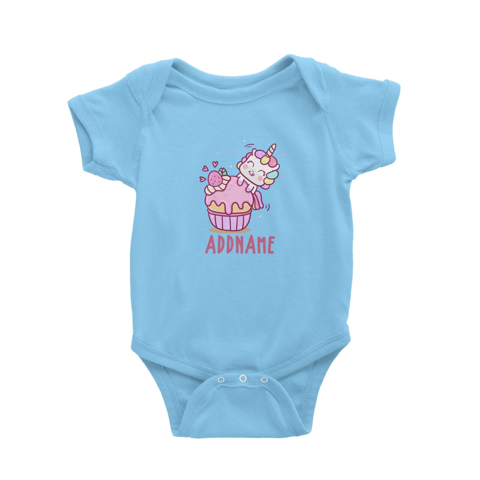 Unicorn And Princess Series Unicorn And Cupcake Addname Baby Romper