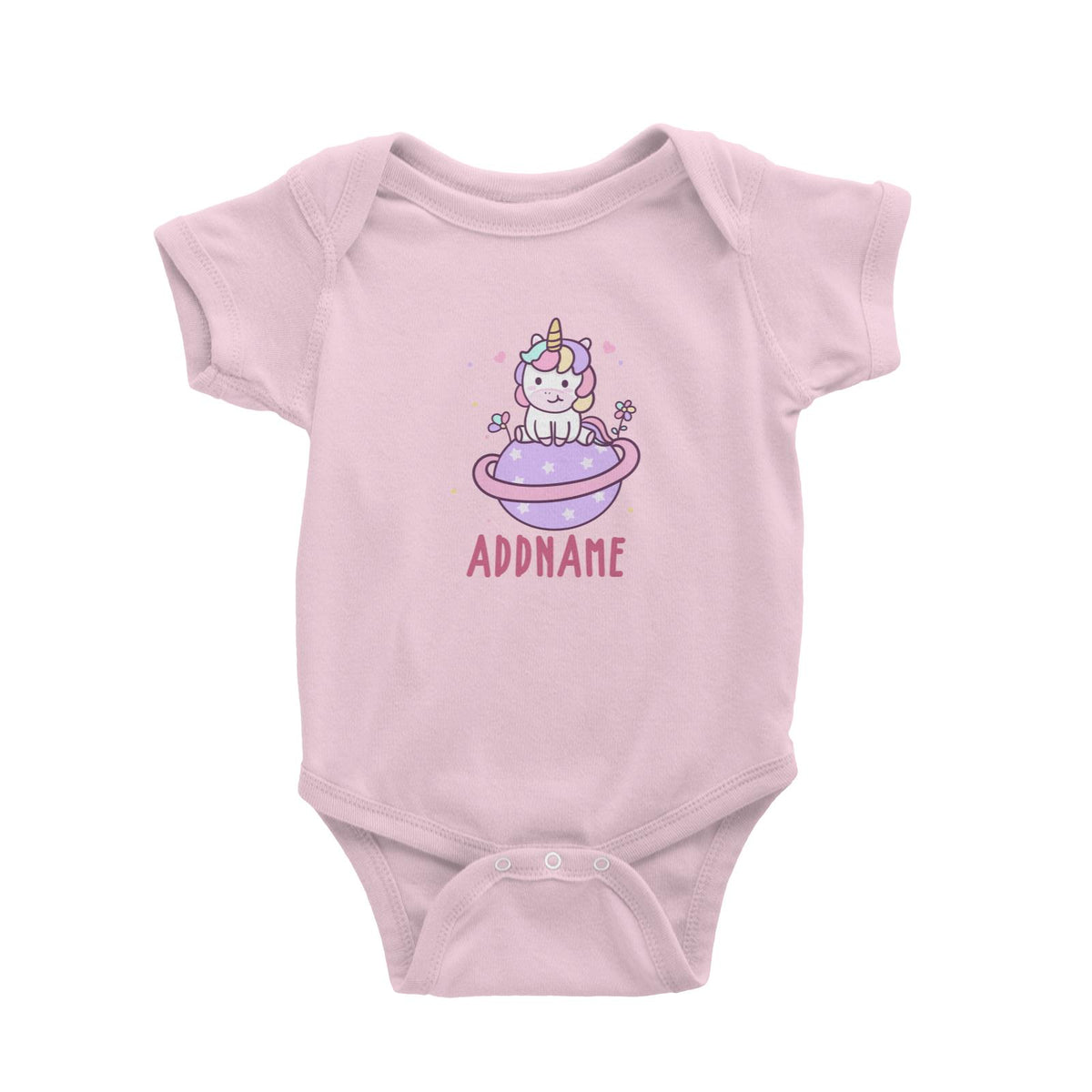 Unicorn And Princess Series Cute Pastel Unicorn Sitting On Planet Addname Baby Romper