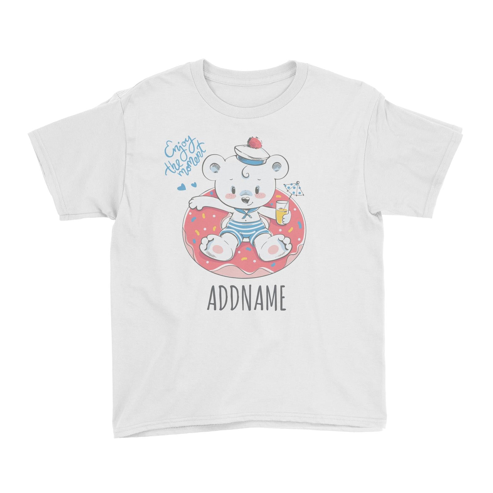 Sailor Bear on Float White Kid's T-Shirt Personalizable Designs Cute Sweet Animal HG
