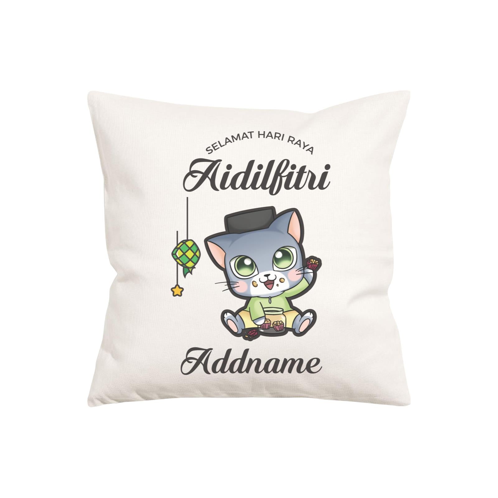 Raya Cute Animals Baby Boy Cat Wishes Selamat Hari Raya Aidilfitri PW Cushion
