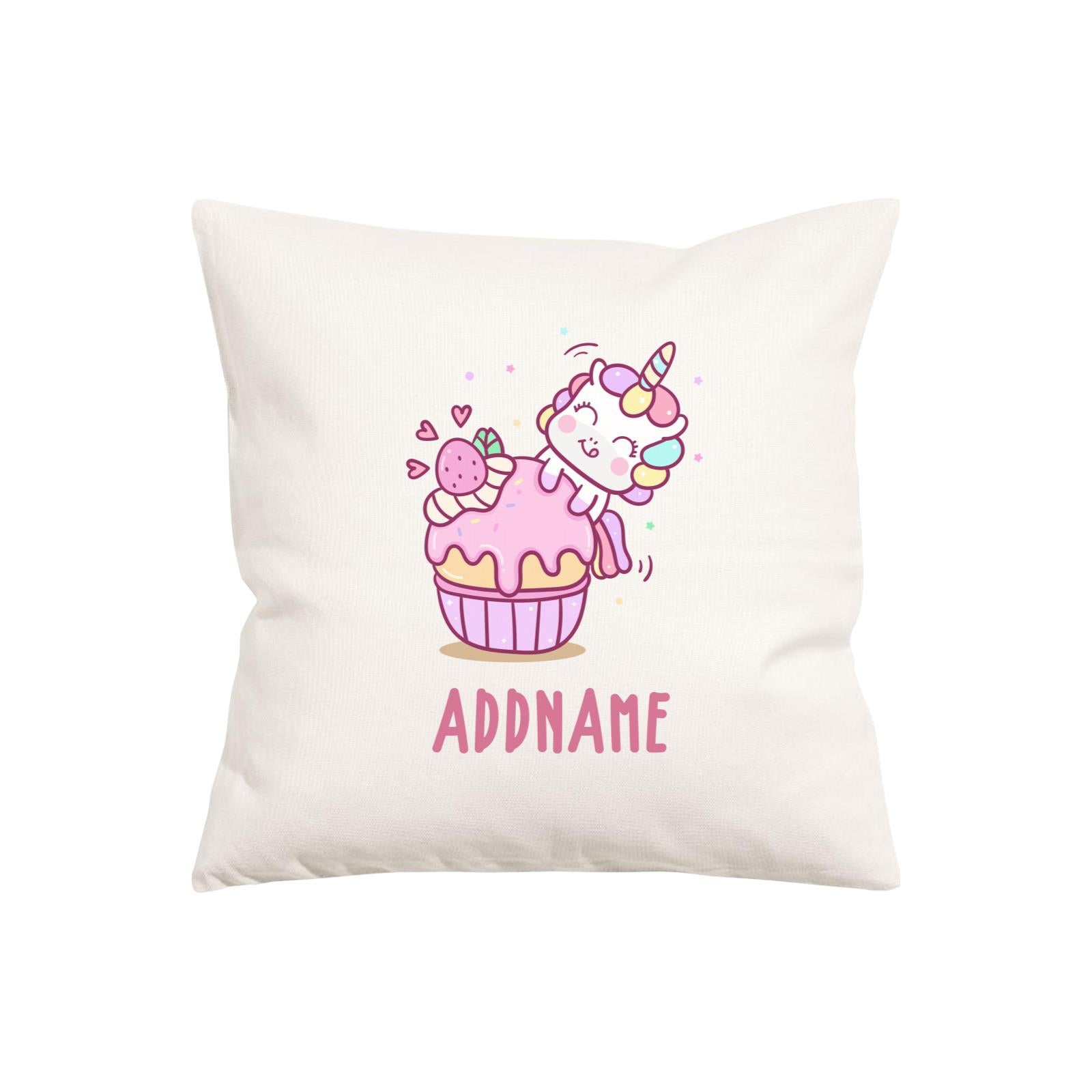 Unicorn And Princess Series Unicorn And Cupcake Addname Pillow Cushion