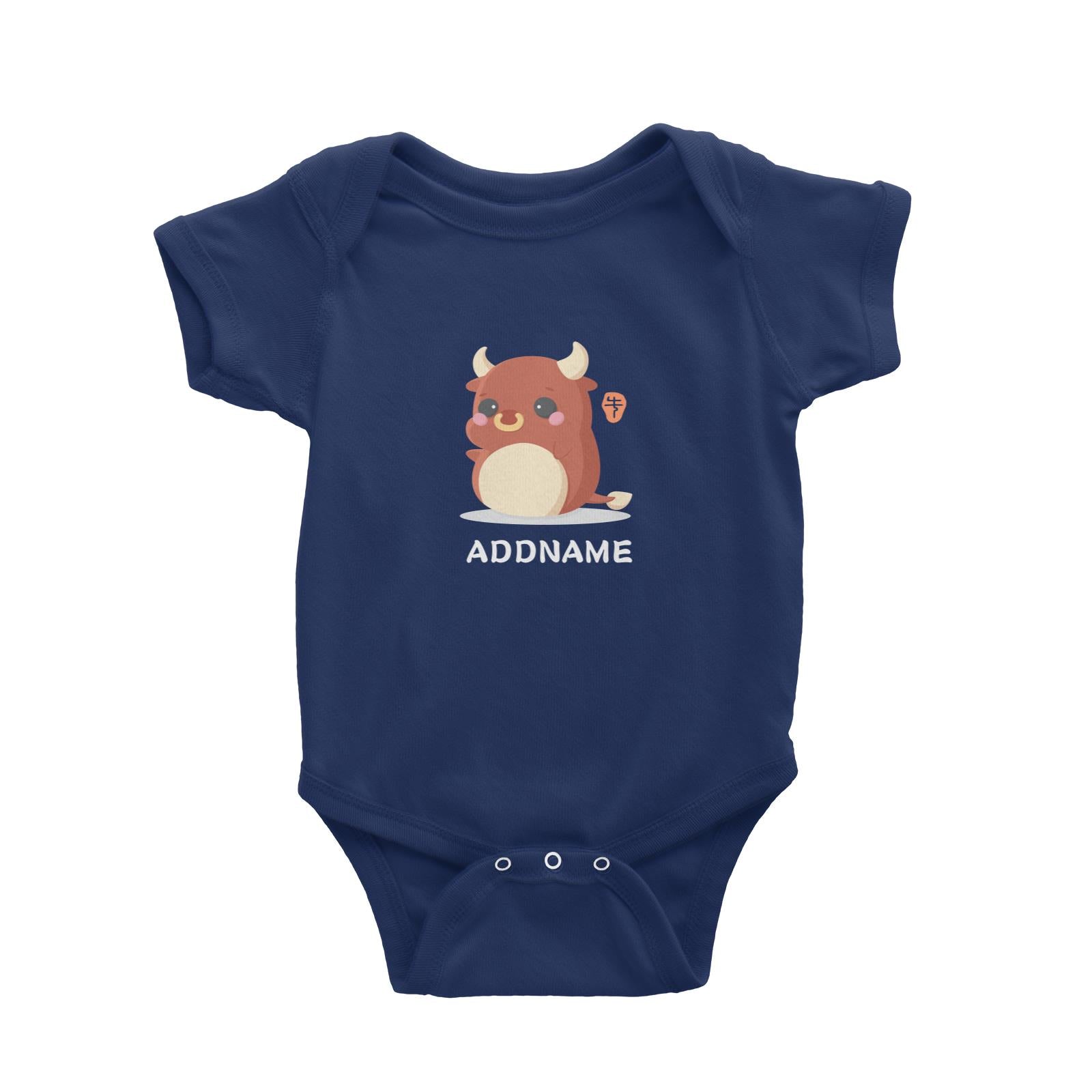 Chinese New Year Cute Twelve Zodiac Animals Cow Addname Baby Romper