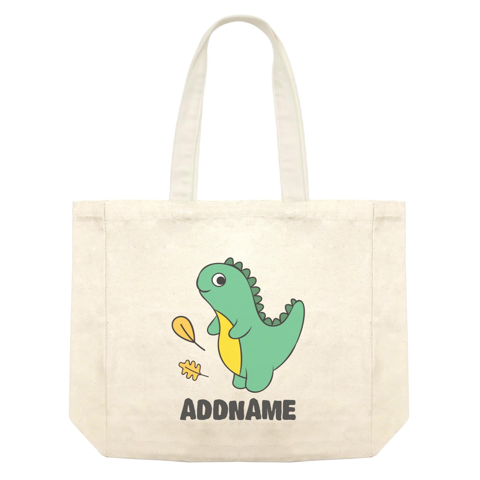 Super Cute Dinosaur With Yellow Leaves Shopping Bag