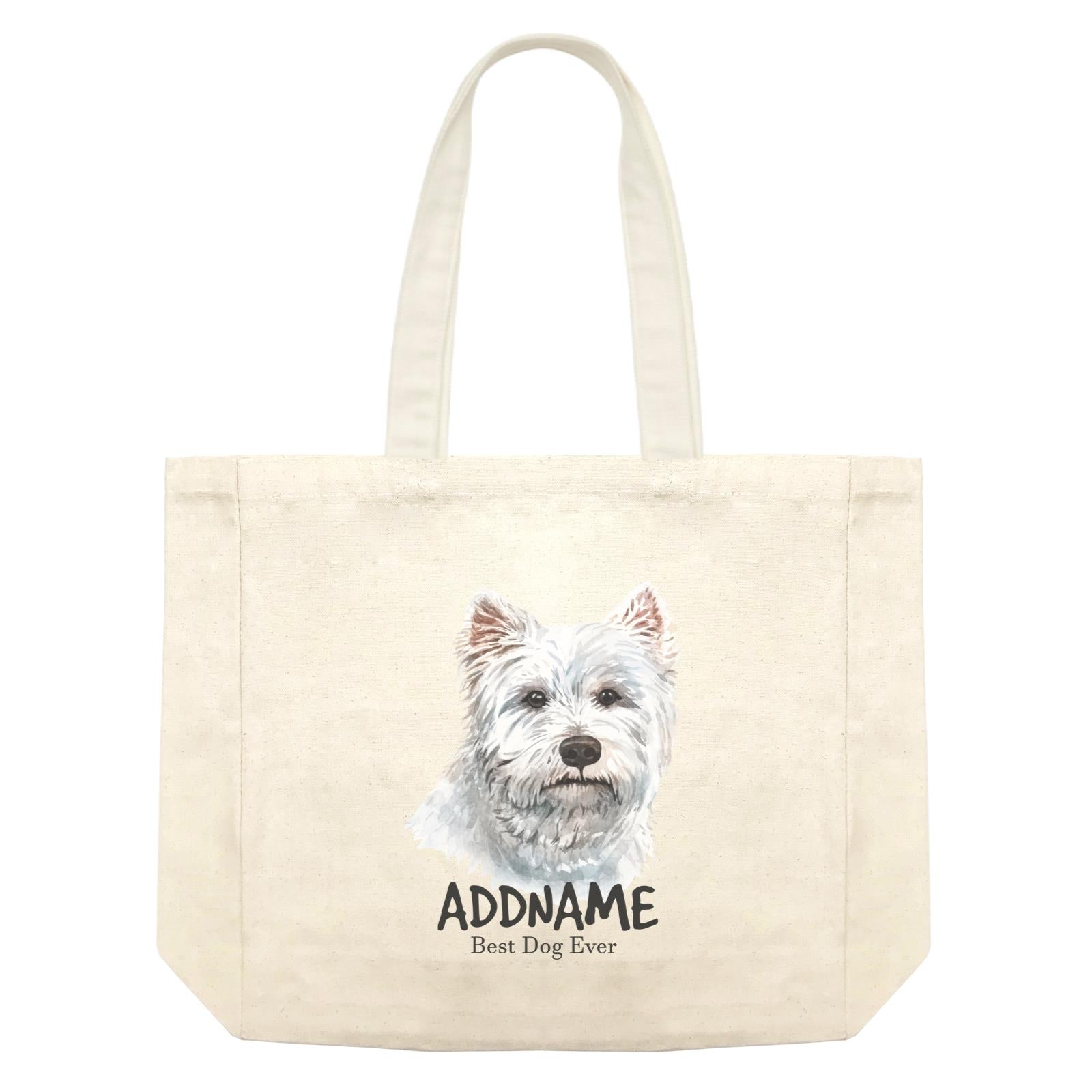 Watercolor Dog West Highland White Terrier Best Dog Ever Addname Shopping Bag