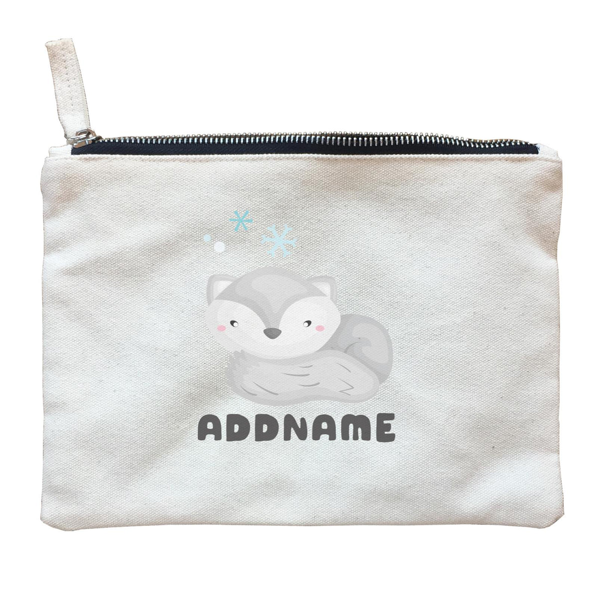 Birthday Winter Animals Lazy Snow Fox Addname Zipper Pouch