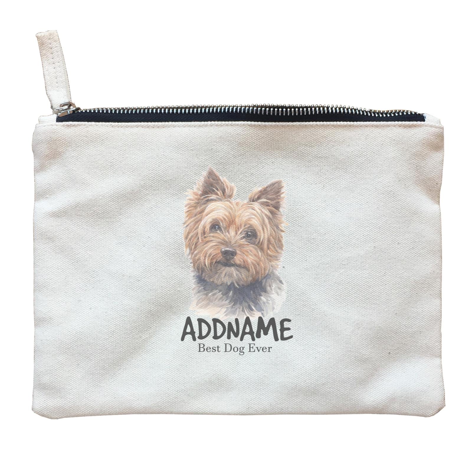 Watercolor Dog Yorkshire Terrier Brown Best Dog Ever Addname Zipper Pouch