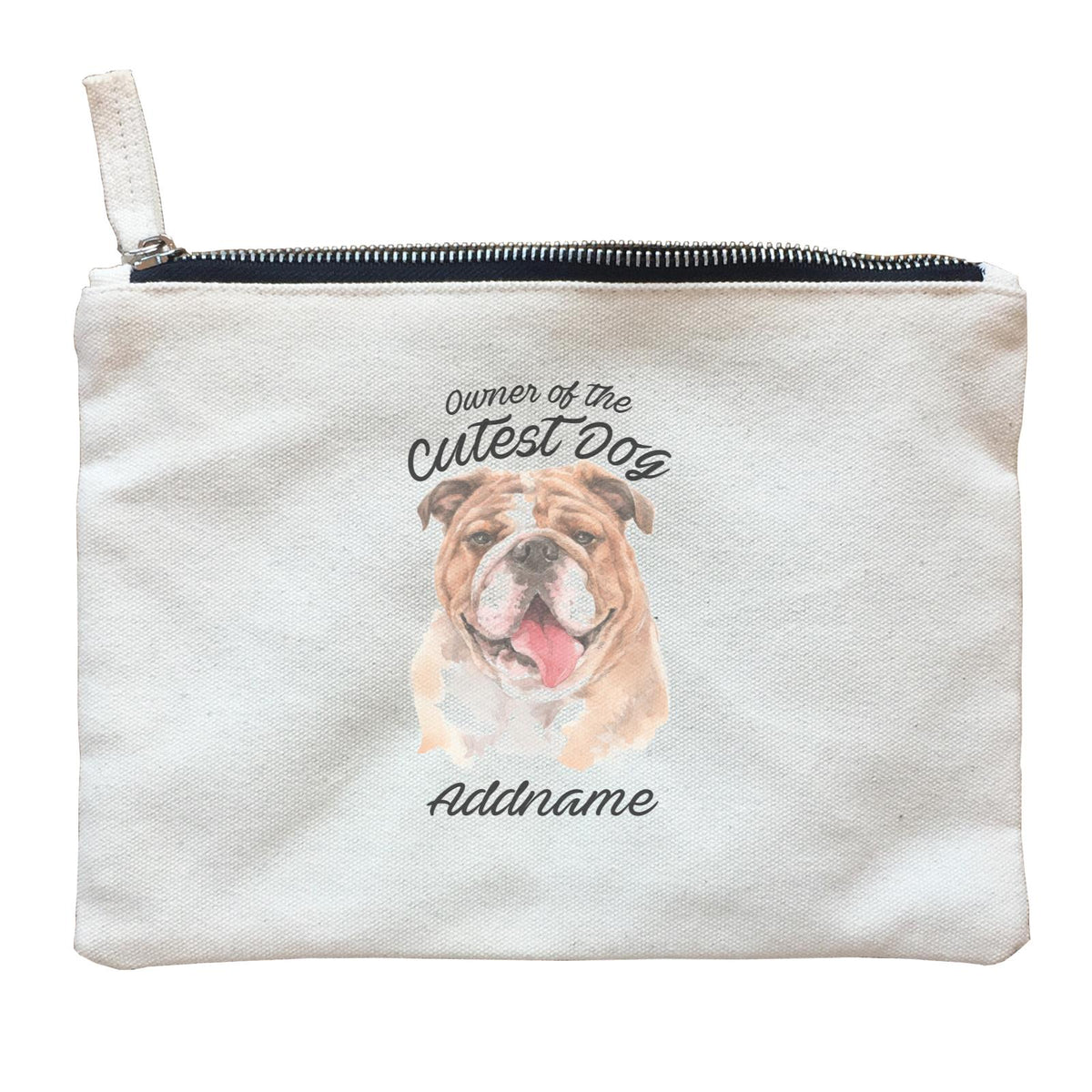 Watercolor Dog Owner Of The Cutest Dog Bulldog Addname Zipper Pouch