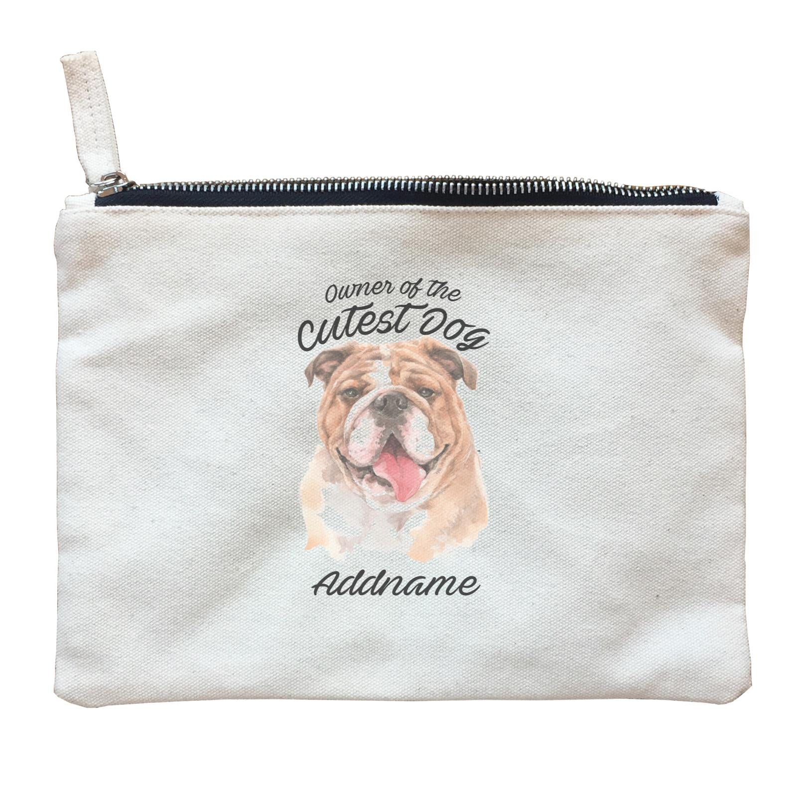 Watercolor Dog Owner Of The Cutest Dog Bulldog Addname Zipper Pouch