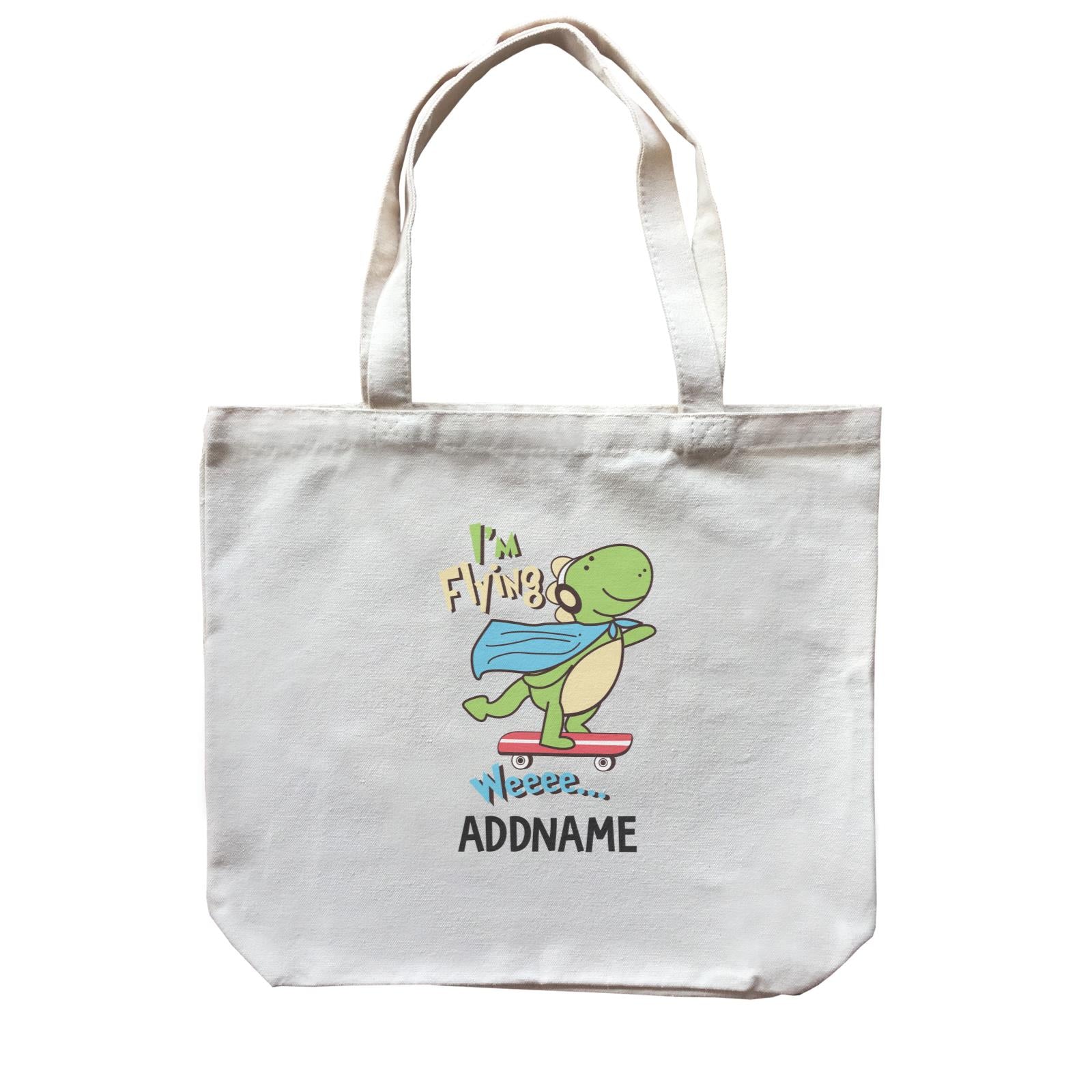 Cool Vibrant Series I'm Flying Dinosaur on Skateboard Addname Canvas Bag