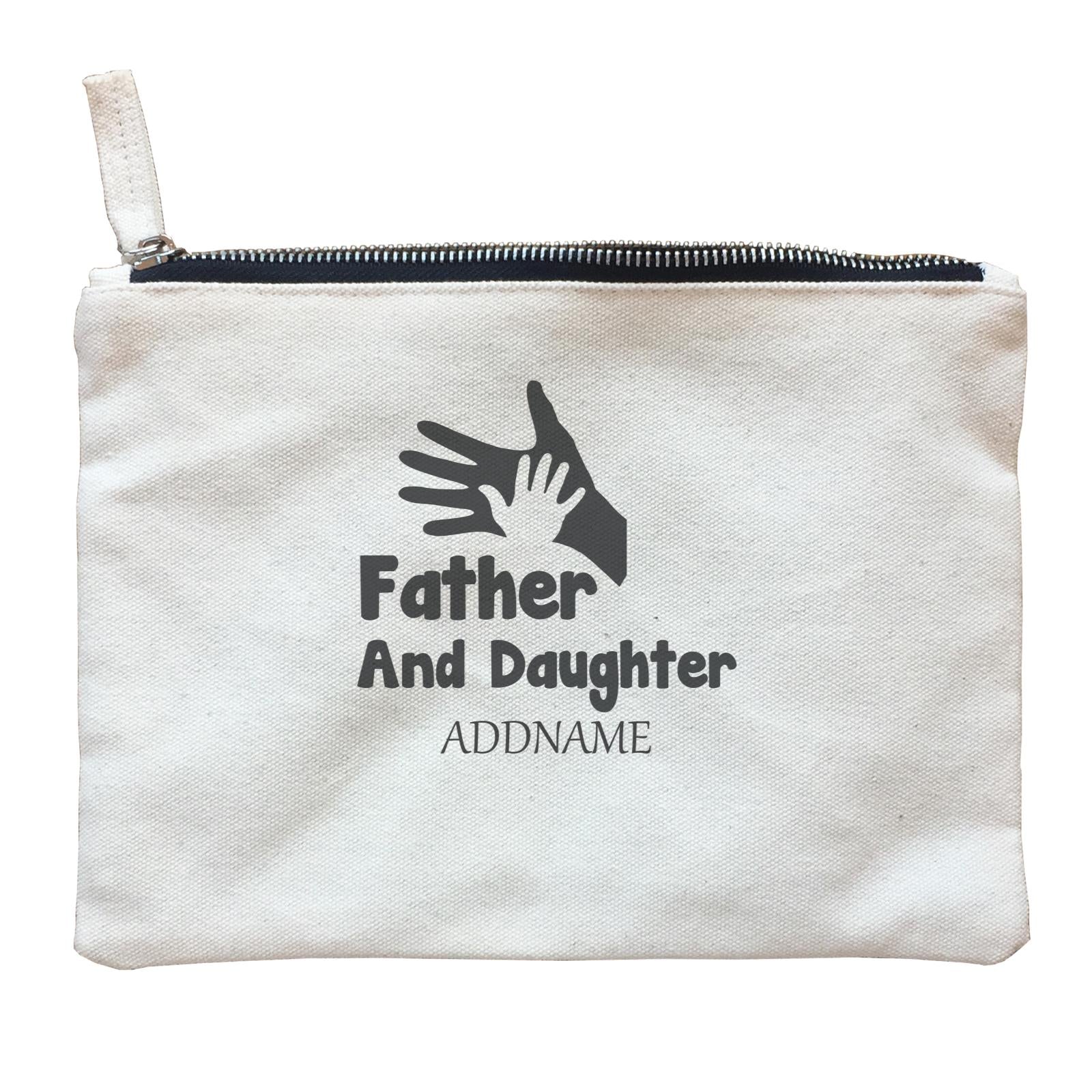 Hands Family Father And Daughter Addname Zipper Pouch