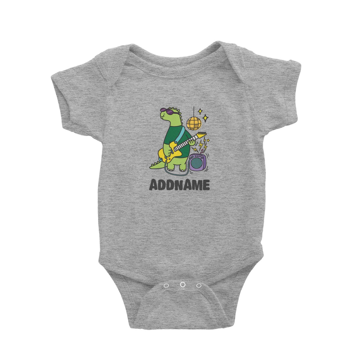 Super Cute Dinosaur Cool Guitarist Baby Romper