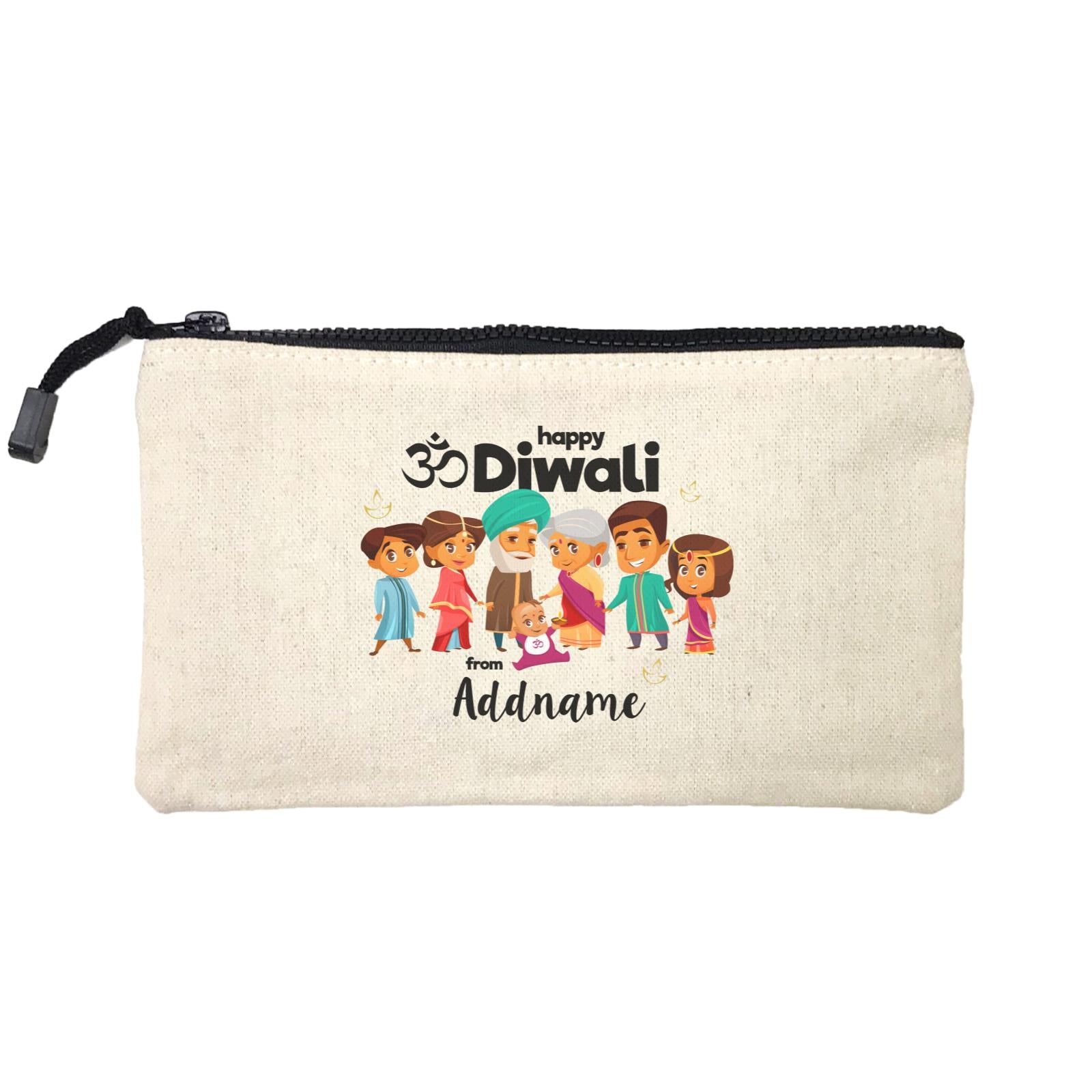 Cute Family Extended OM Happy Diwali From Addname Mini Accessories Stationery Pouch