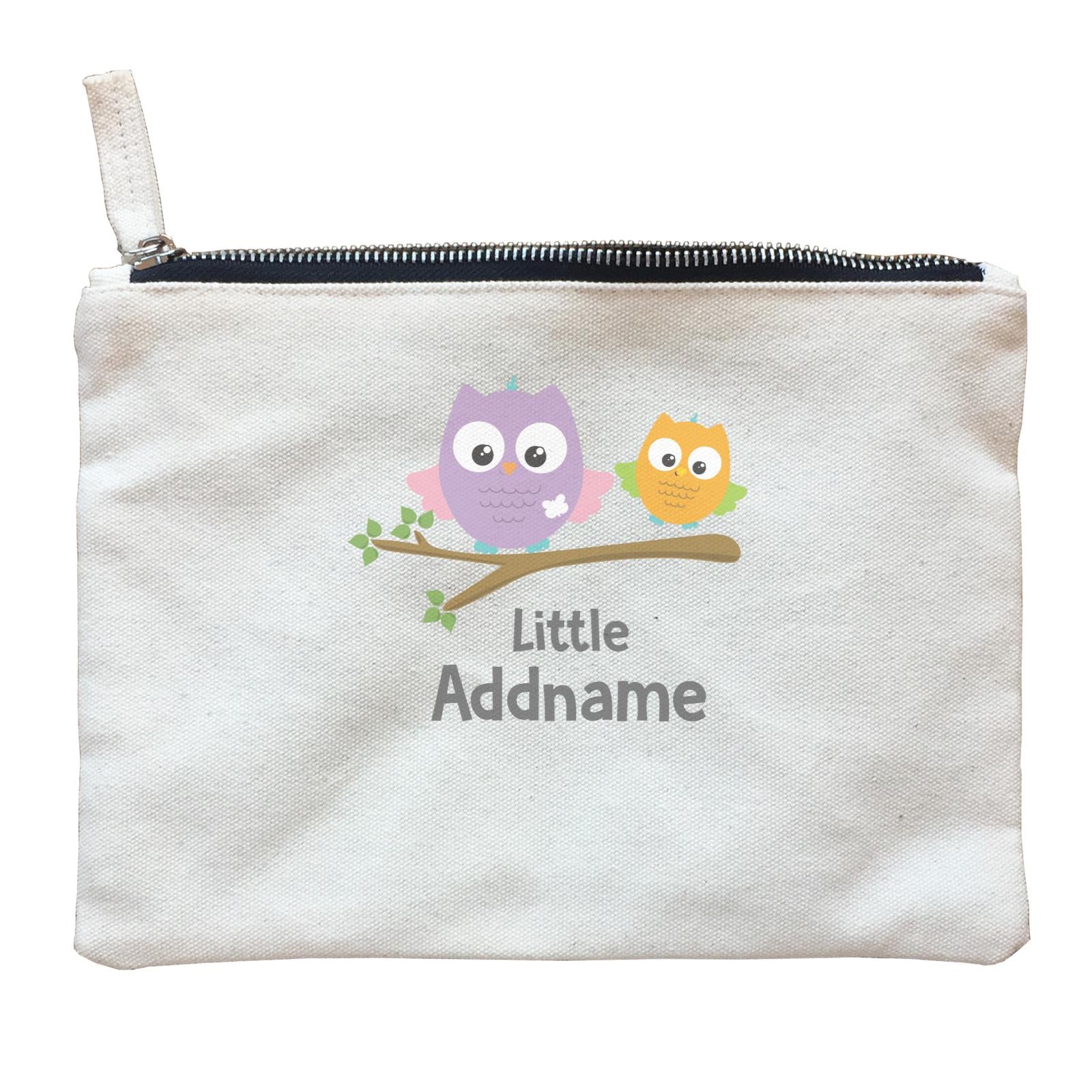 Cute Owls On Branch Little Addname Zipper Pouch