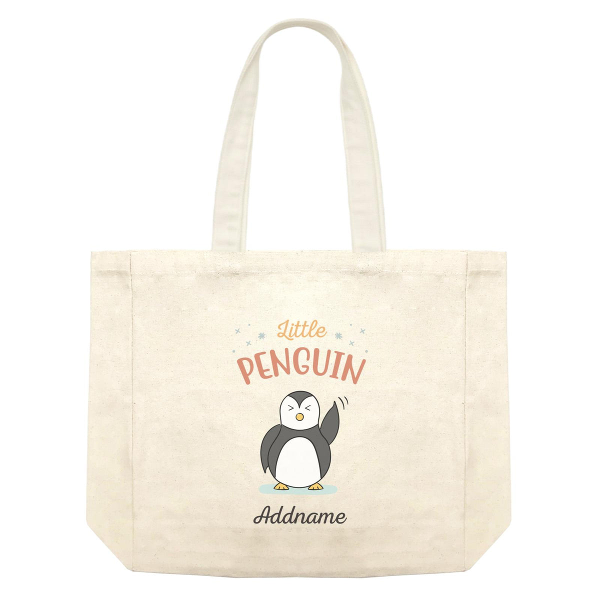 Penguin Family Little Penguin Happy Waving Hand Addname Shopping Bag
