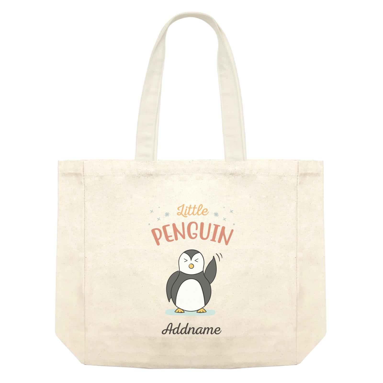 Penguin Family Little Penguin Happy Waving Hand Addname Shopping Bag
