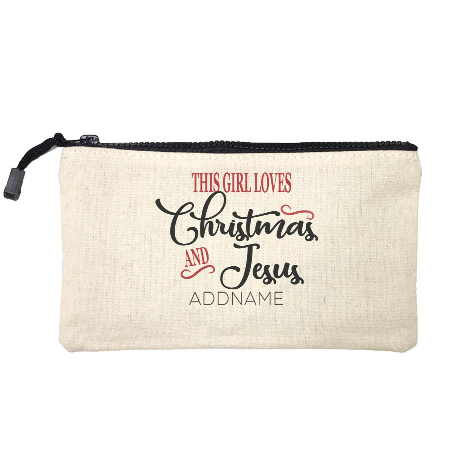 Xmas This Girl Loves Christmas and Jesus Mini Accessories Stationery Pouch