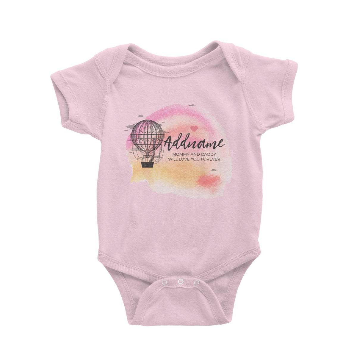Hot Air Balloon Scribble with Watercolour Background Personalizable with Name and Text Baby Romper
