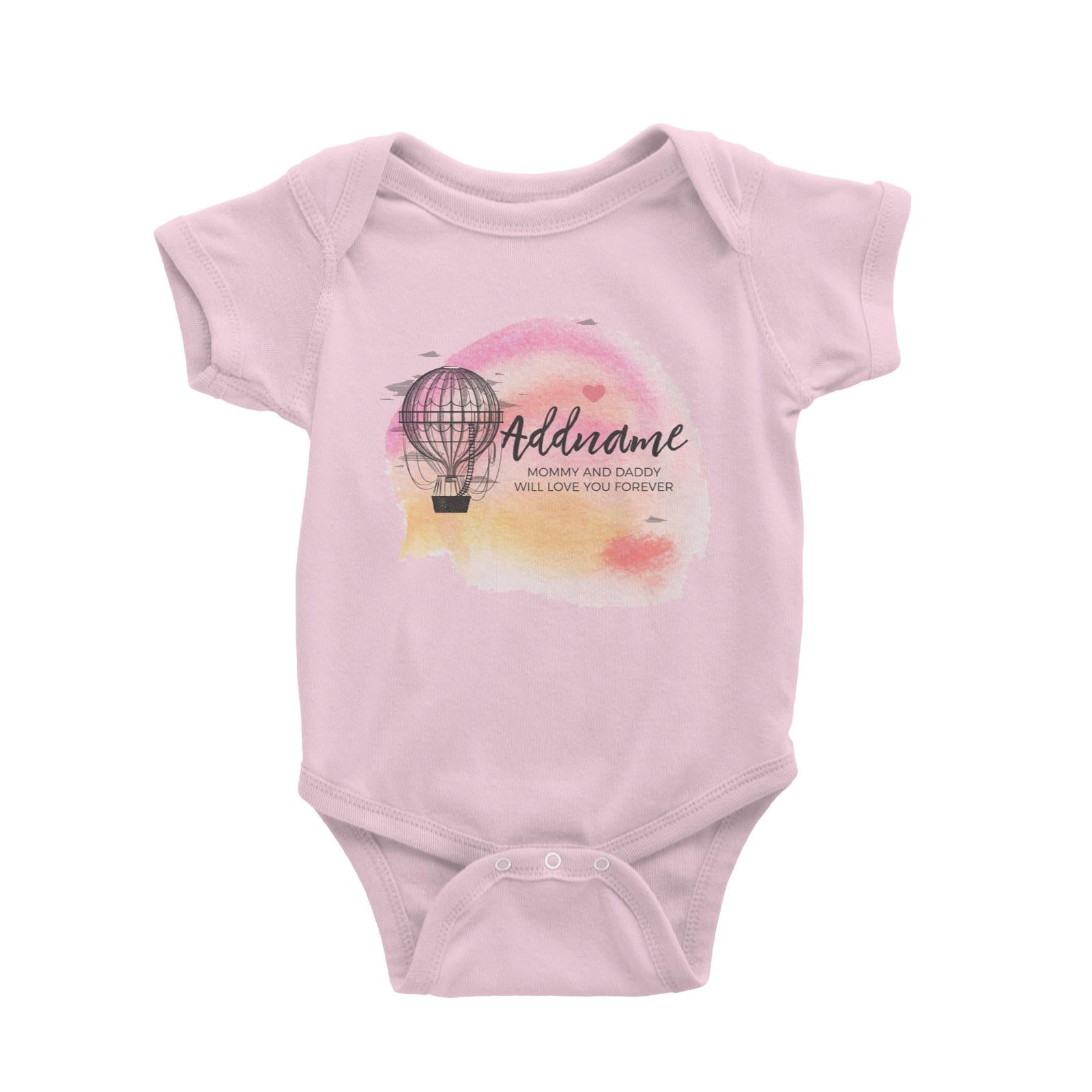 Hot Air Balloon Scribble with Watercolour Background Personalizable with Name and Text Baby Romper