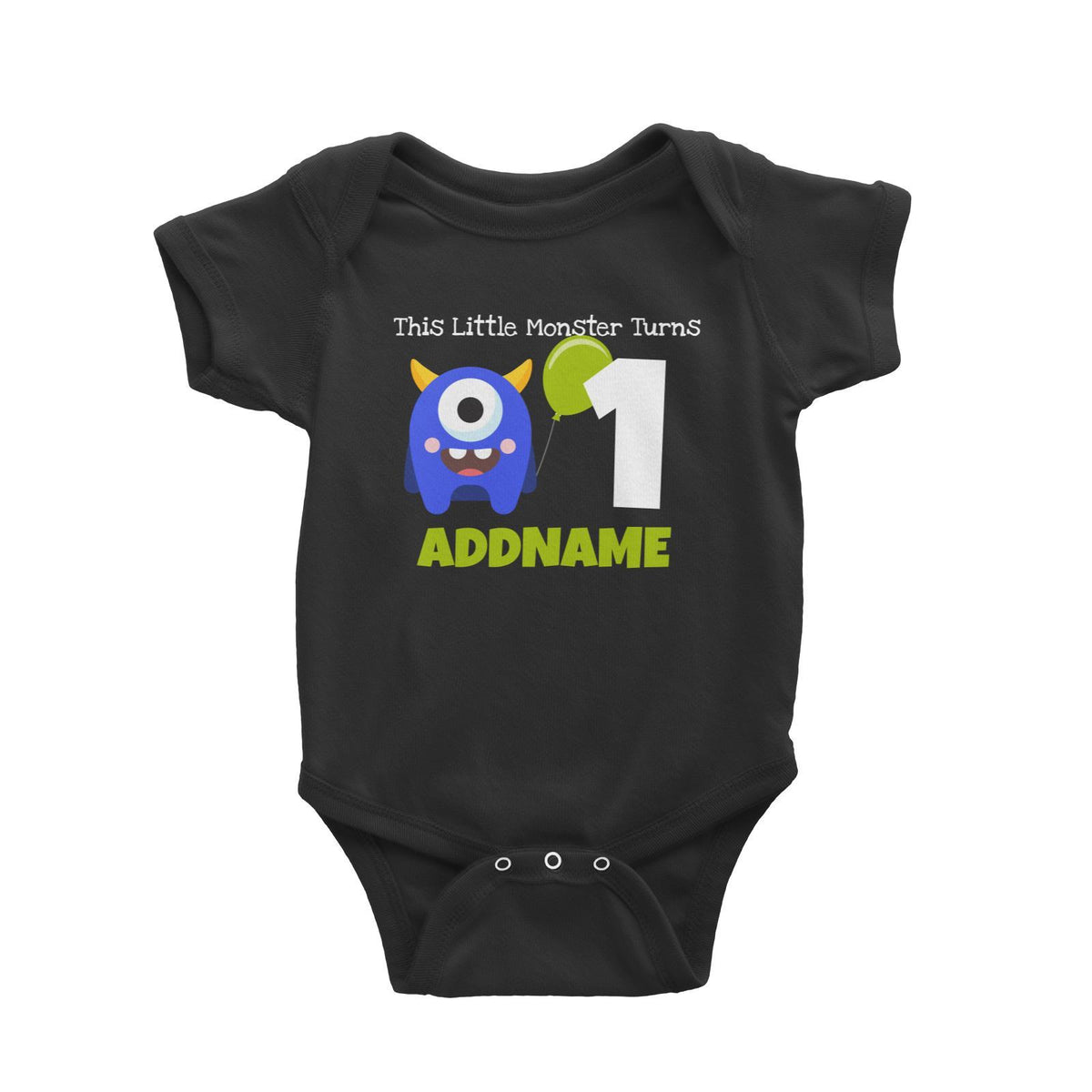 Blue Monster Birthday Theme Personalizable with Name and Number Baby Romper
