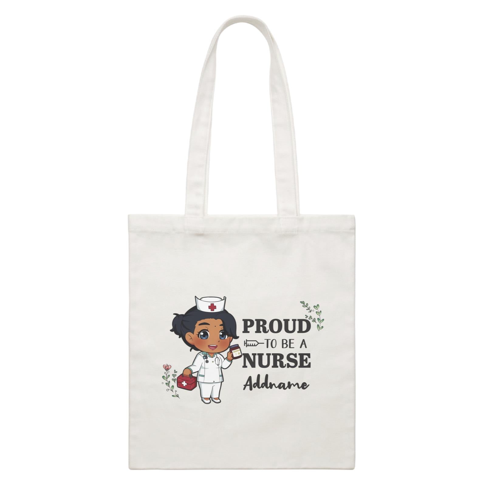Proud To Be A Nurse Chibi Female Indian White Canvas Bag