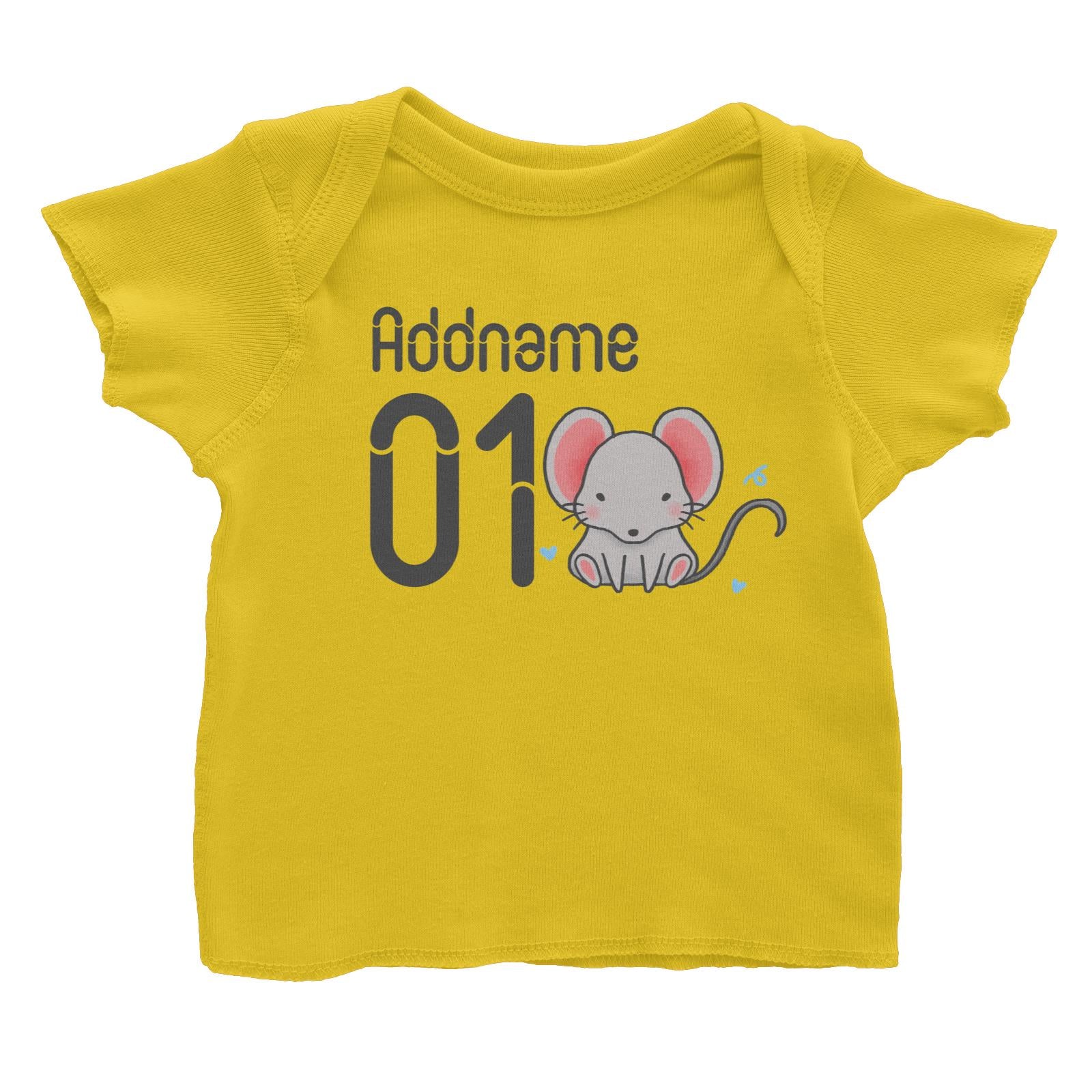 Name and Number Cute Hand Drawn Style Mouse Baby T-Shirt