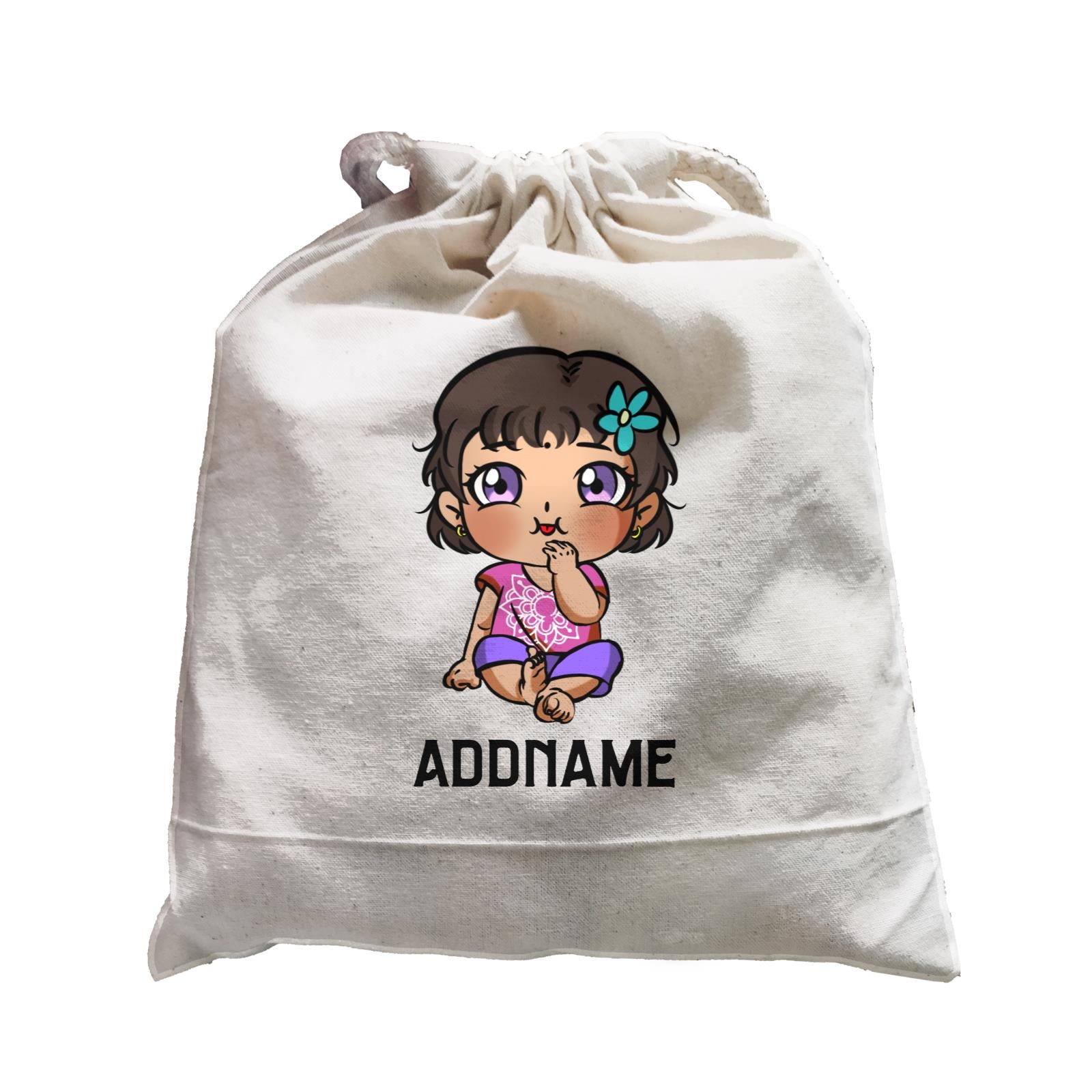 Deepavali Series Chibi Baby Girl Front Addname Satchel
